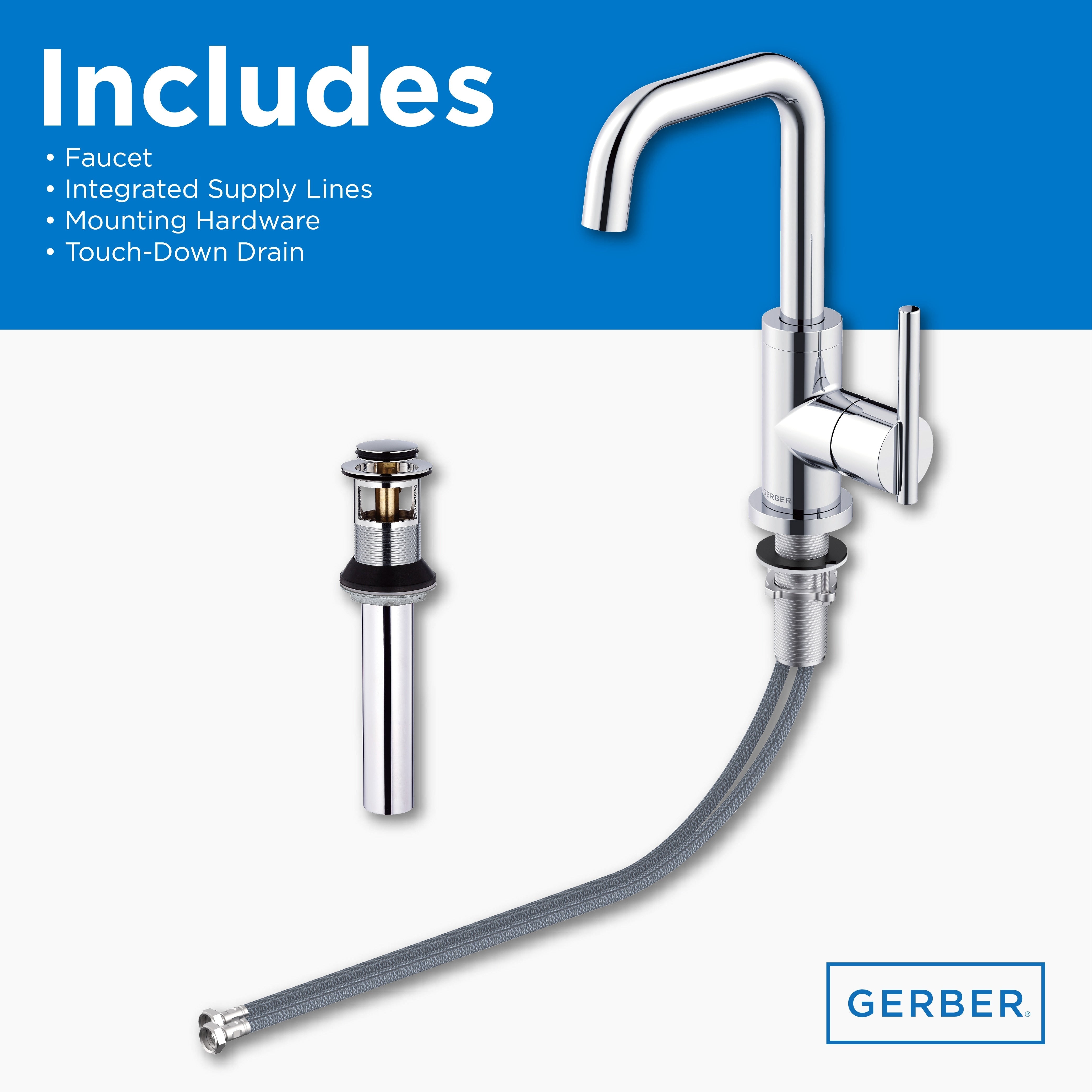 Parma® Single Handle Bathroom Faucet with Metal Touch-Down Drain