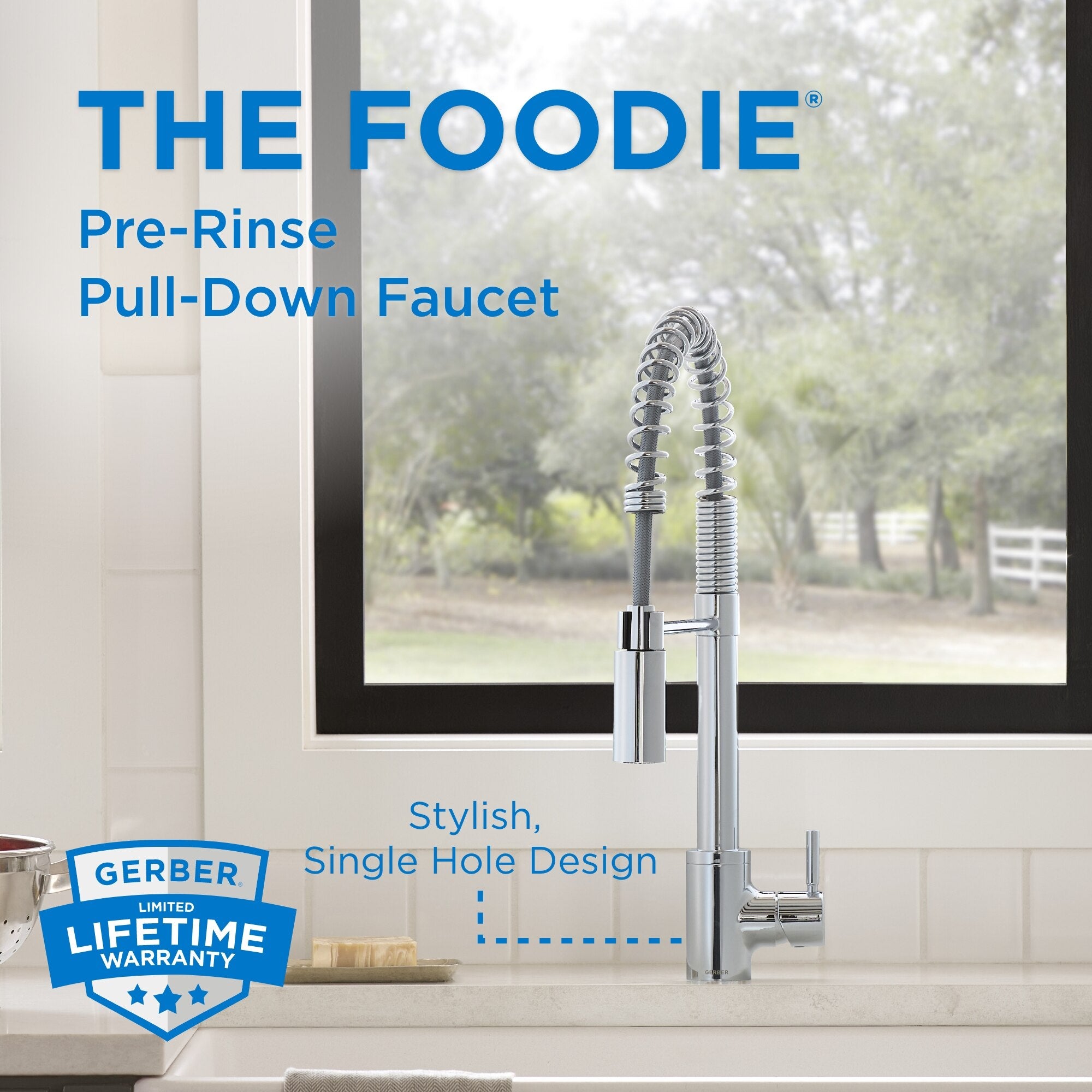 The Foodie® Pre-Rinse Single Handle Pull-Down Kitchen Faucet