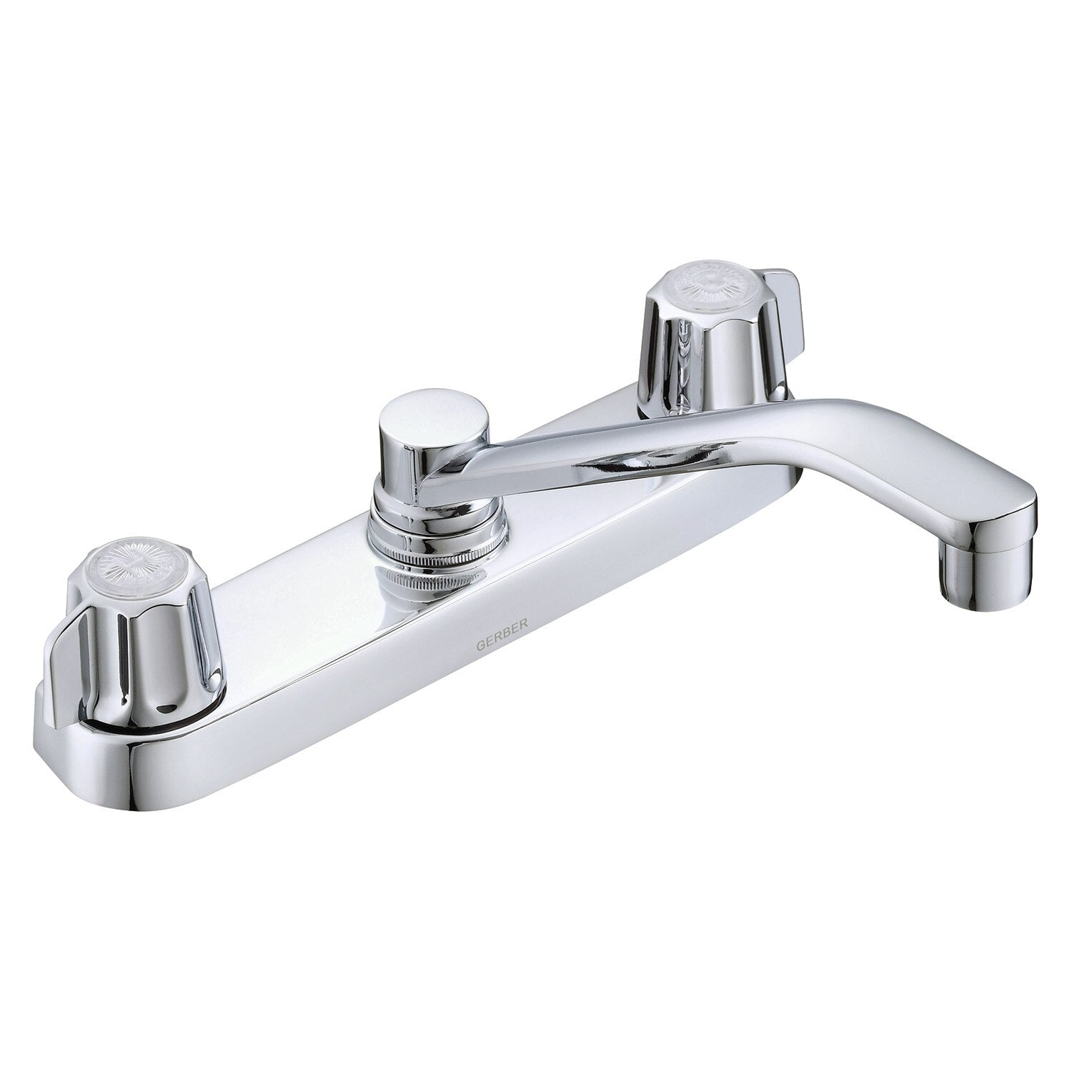 Gerber Classics™ Two Handle Cover Plate Mounted Kitchen Faucet with Metal Fluted Handles and D-Tube Swing Spout