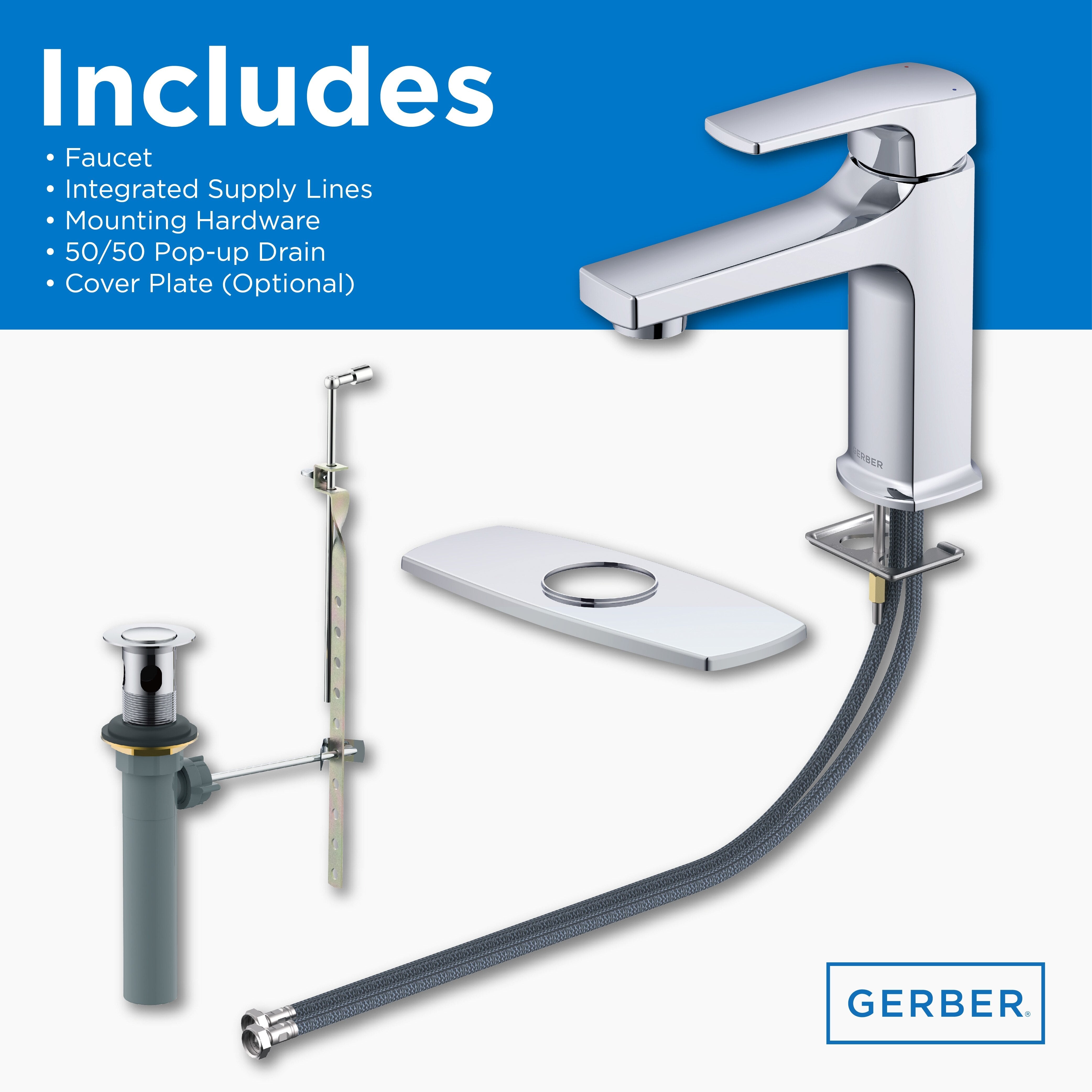 Tribune® Single Handle Bathroom Faucet with 50/50 Pop-Up Drain
