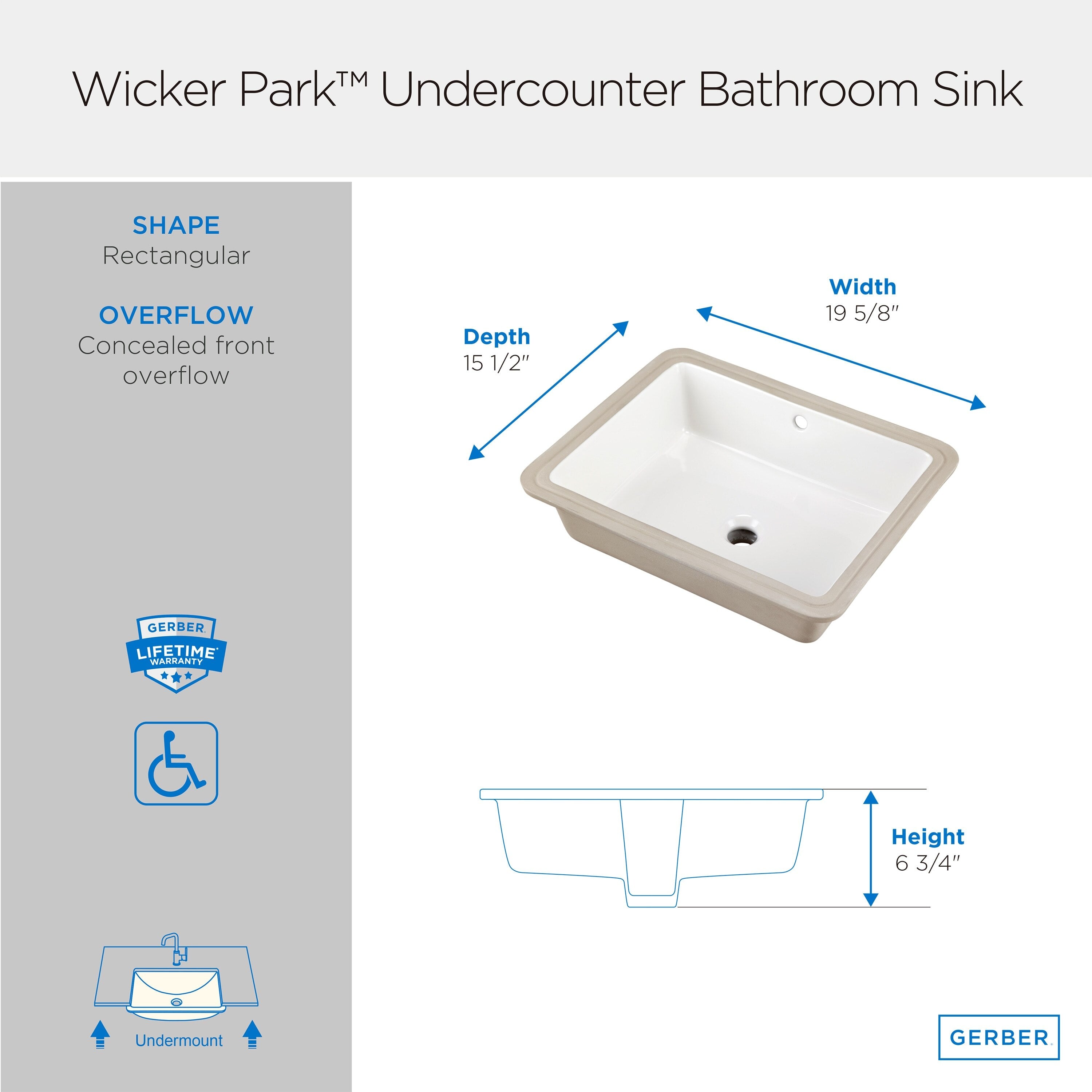 Wicker Park™ Rectangular Undercounter Bathroom Sink
