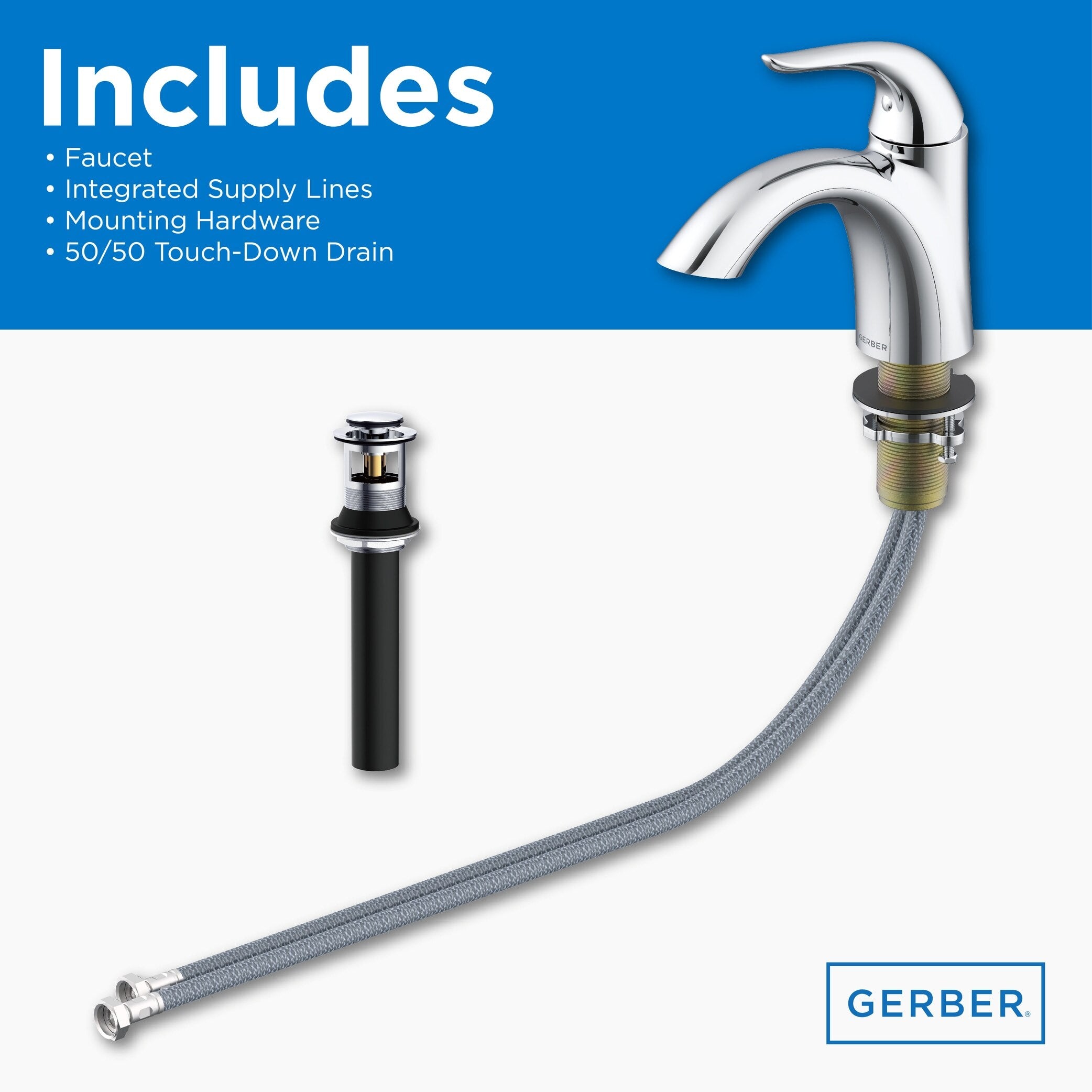 Viper™ Single Handle Bathroom Faucet with 50/50 Touch-Down Drain