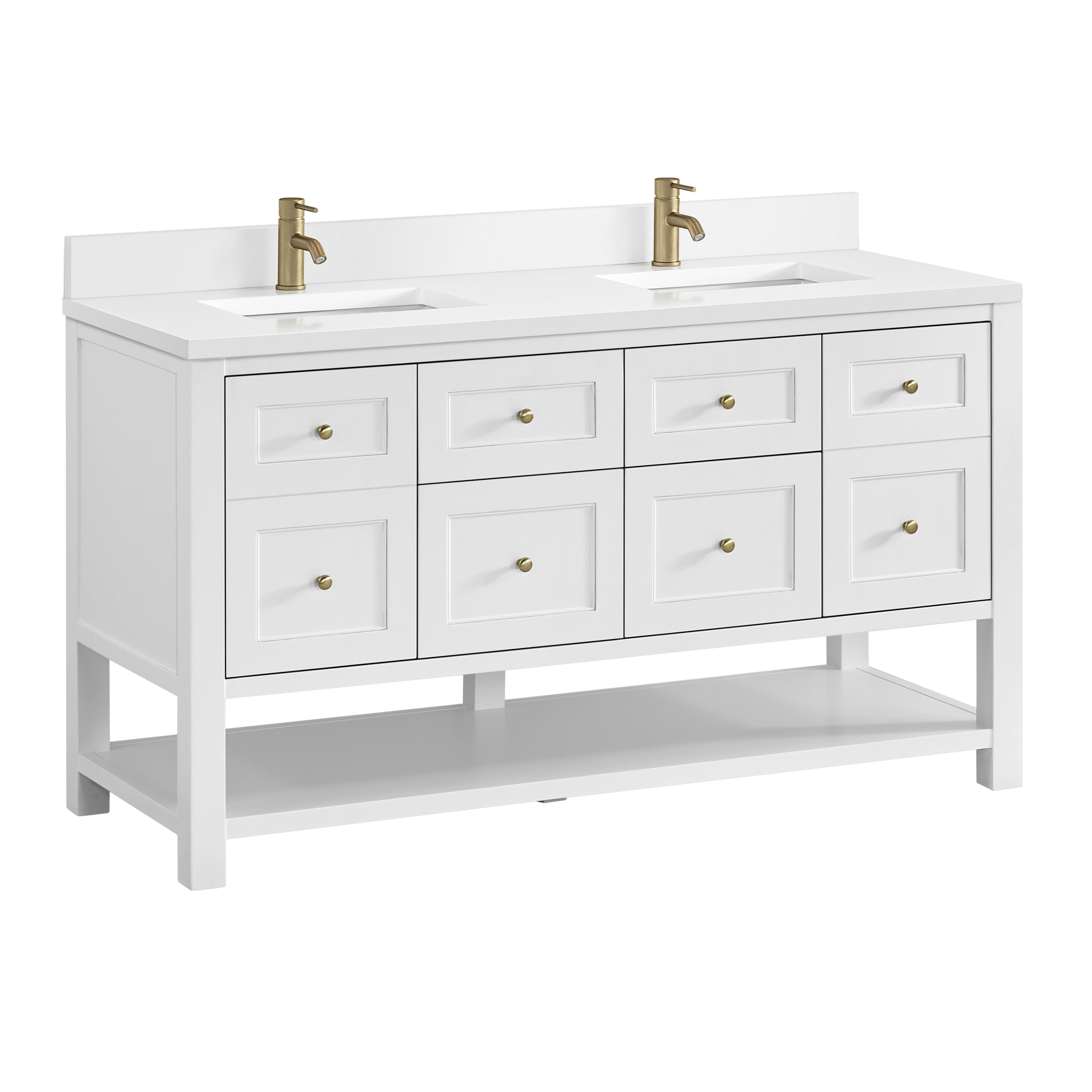 James Martin Breckenridge 60" Double Vanity in Bright White with 3cm Countertop