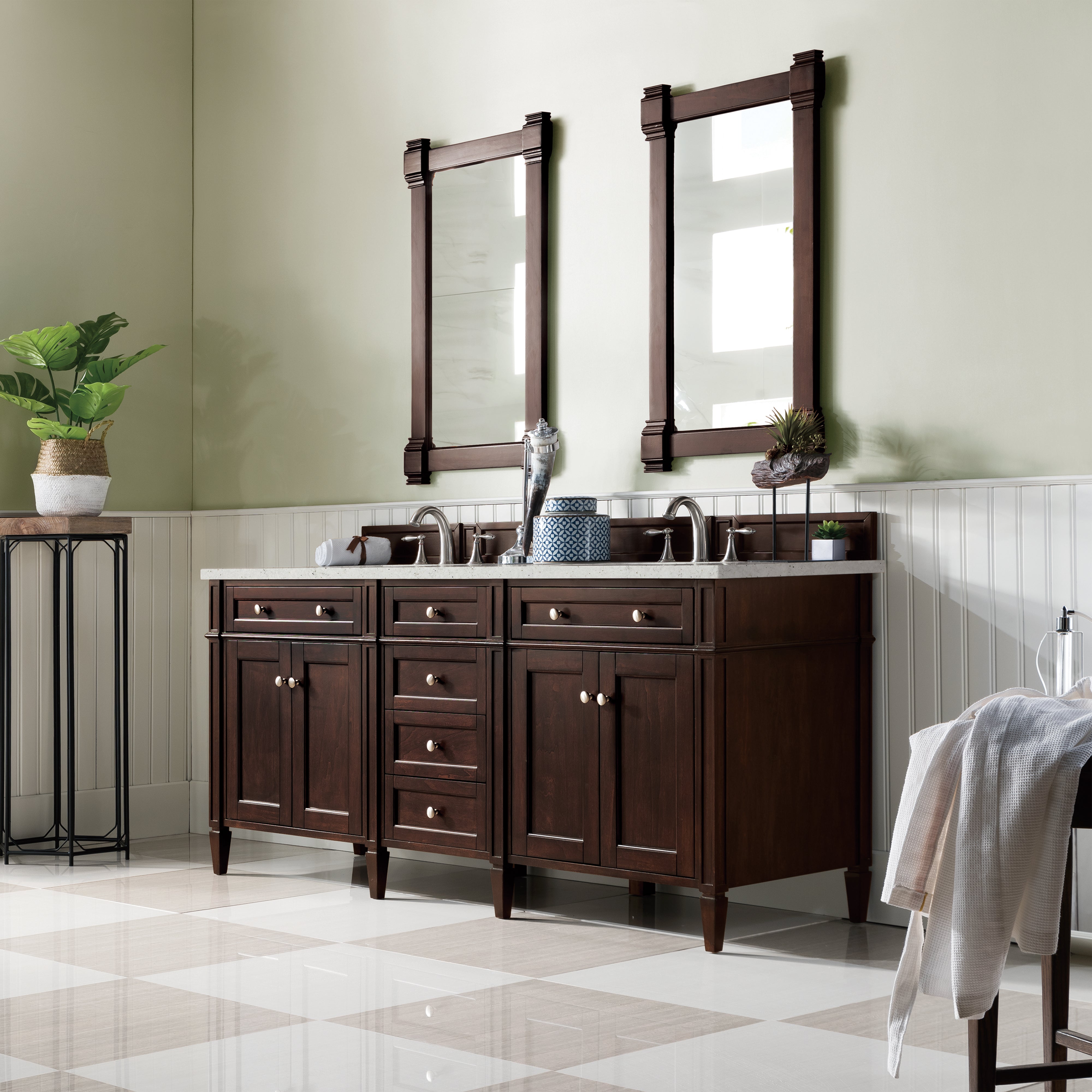 James Martin Brittany 72" Double Vanity in Burnished Mahogany with 3cm Countertop