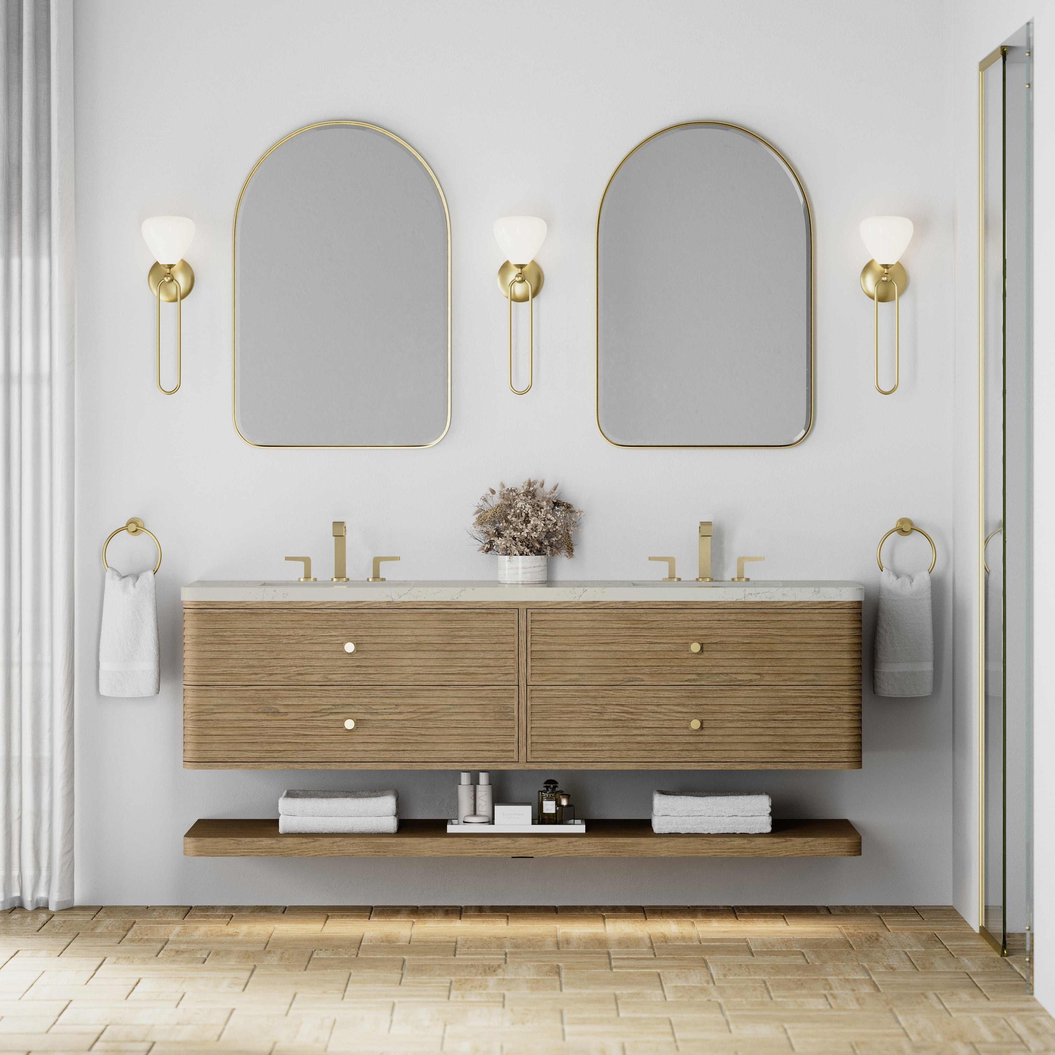 James Martin Allamari 72" Double Vanity in Dune Mist with 3cm Countertop