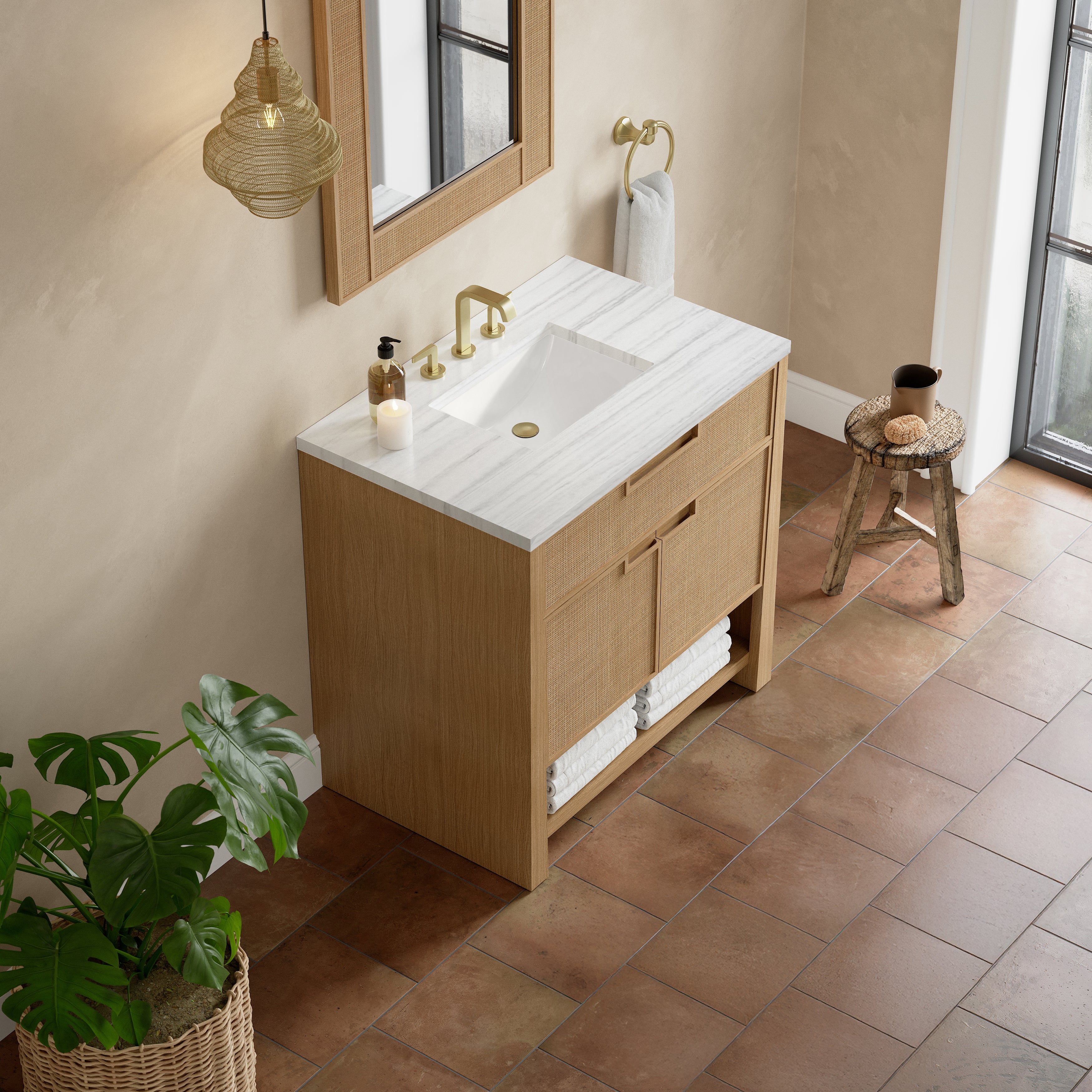 James Martin Solene 36" Single Vanity in Seaside Oak with 3cm Countertop
