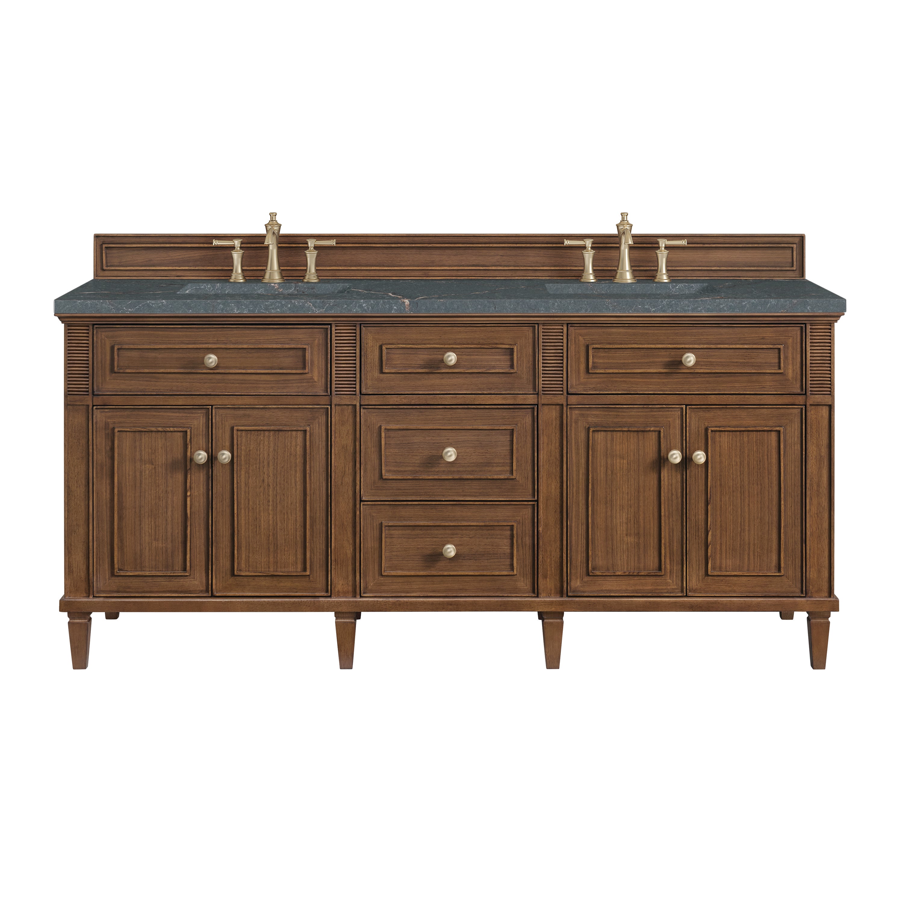 James Martin Lorelai 72"Double Vanity in Mid-Century Walnut with 3cm Countertop and FreePower Wireless Charger