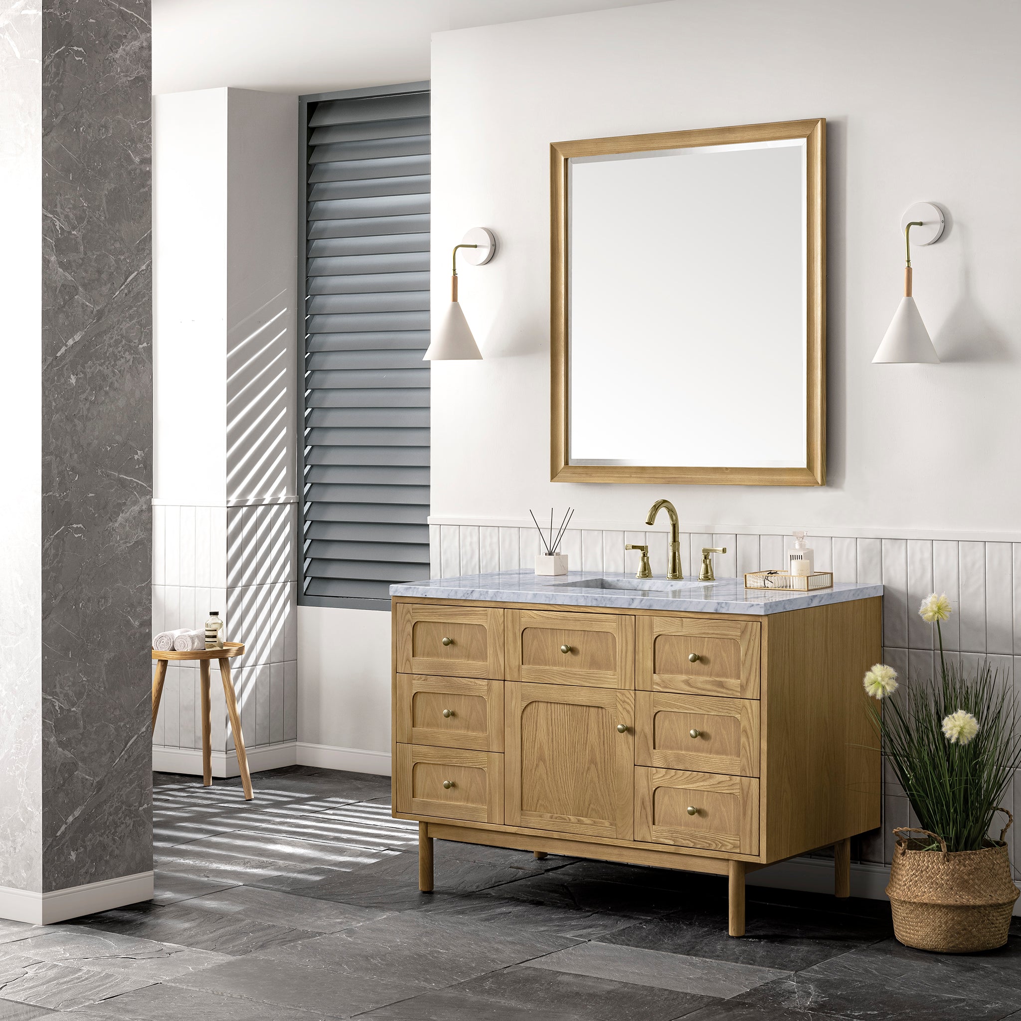 James Martin Laurent 48" Single Vanity in Light Natural Oak with 3cm Countertop