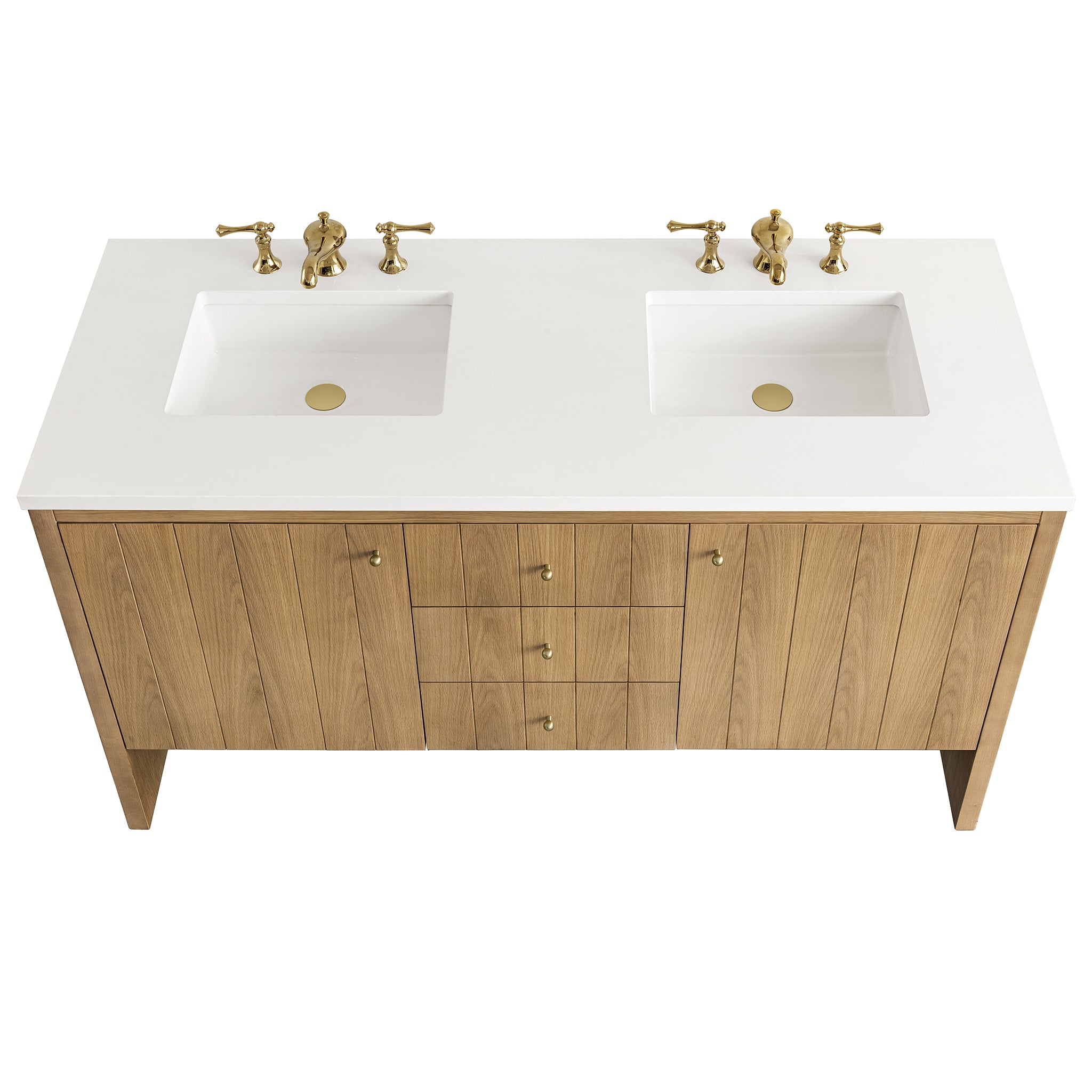 James Martin Hudson 60" Double Vanity in Light Natural Oak with 3cm Countertop
