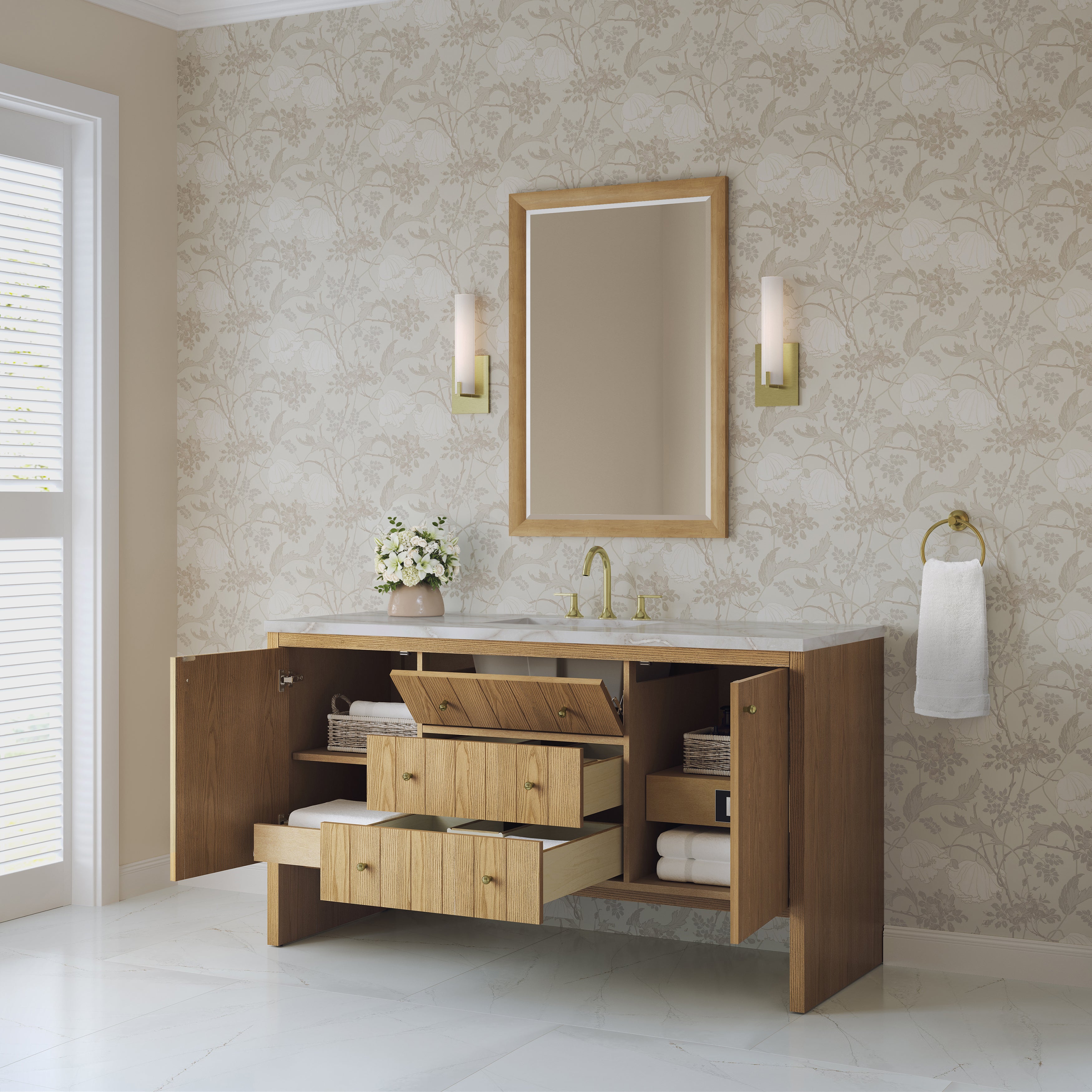 James Martin Hudson 60" Single Vanity in Light Natural Oak with 3cm Countertop