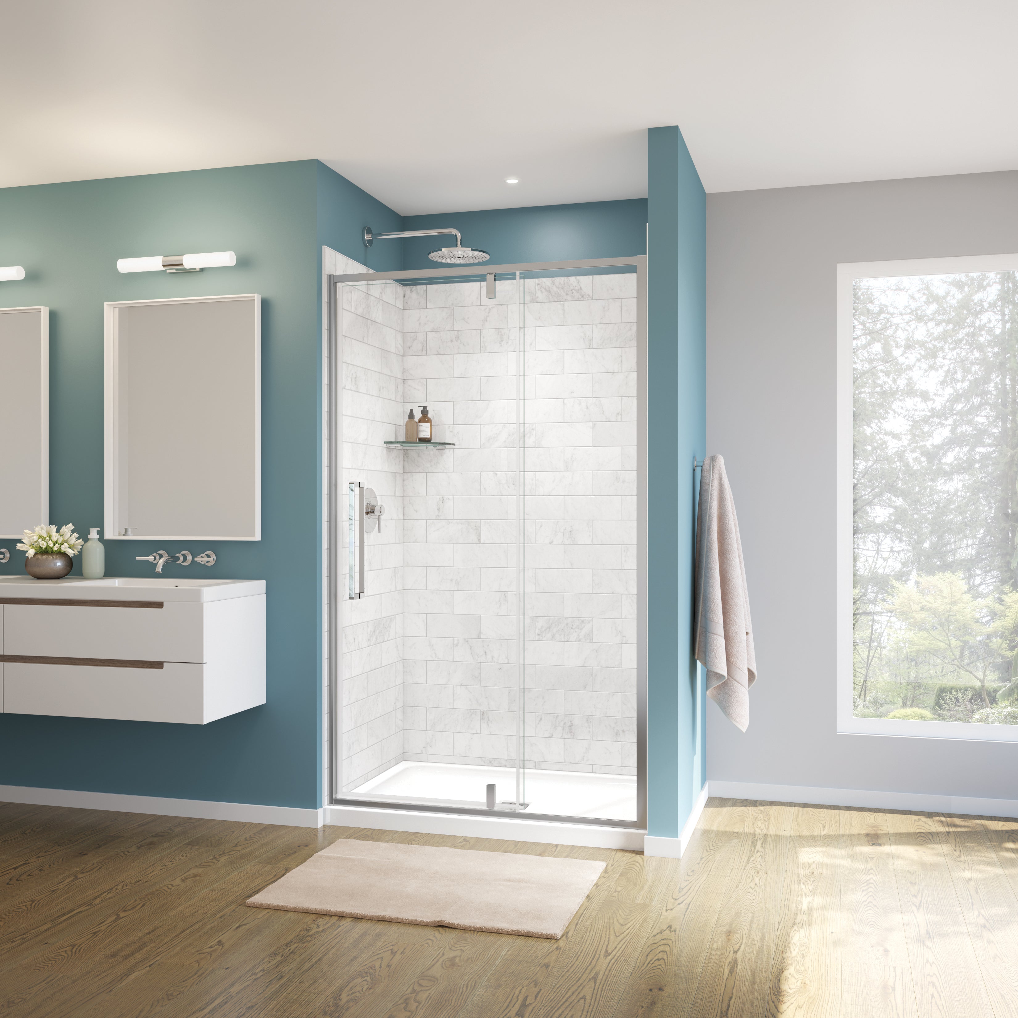 Maax Uptown 45-47 x 76 in. 8 mm Pivot Shower Door for Alcove Installation with Clear glass