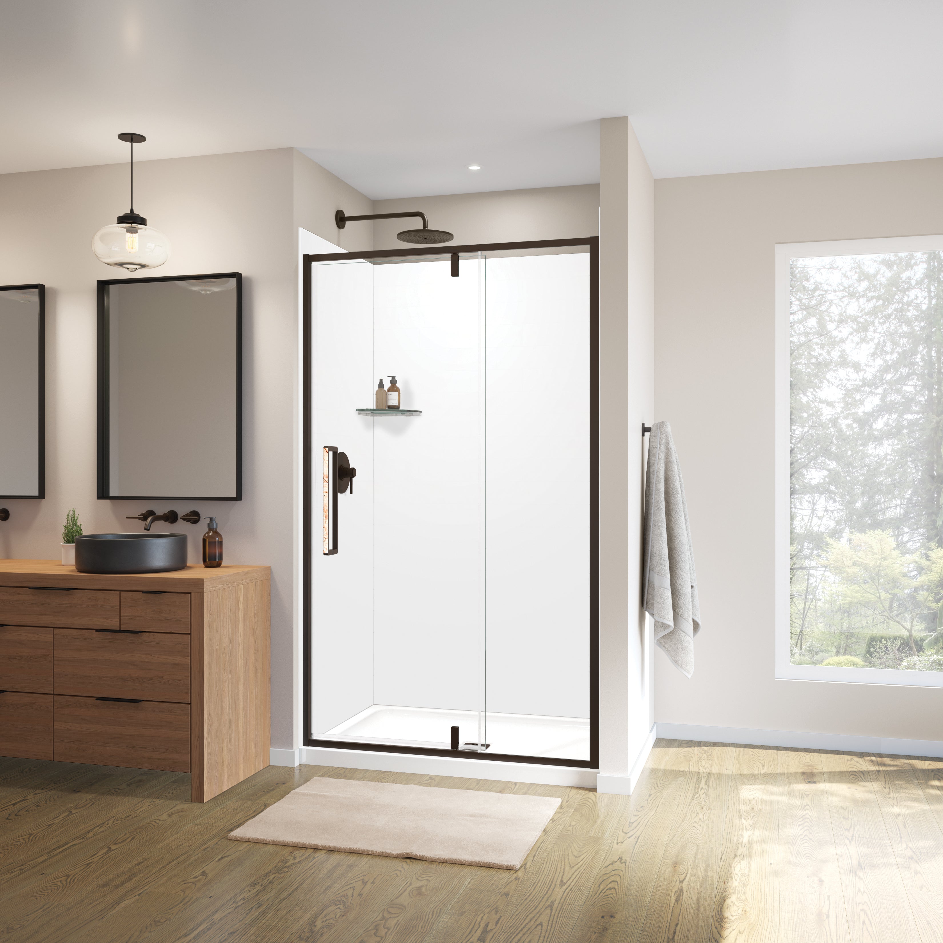 Maax Uptown 45-47 x 76 in. 8 mm Pivot Shower Door for Alcove Installation with Clear glass