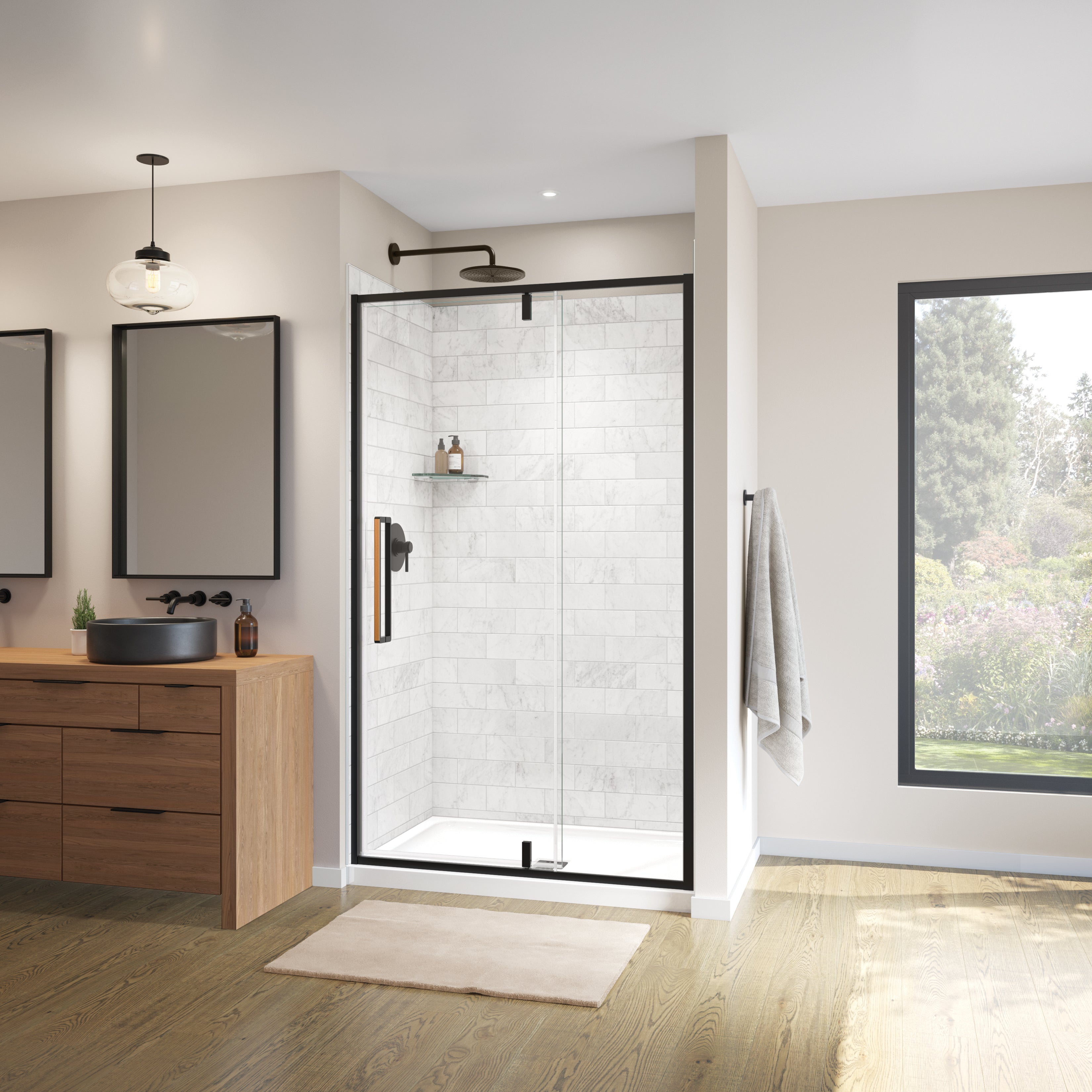 Maax Uptown 45-47 x 76 in. 8 mm Pivot Shower Door for Alcove Installation with Clear glass