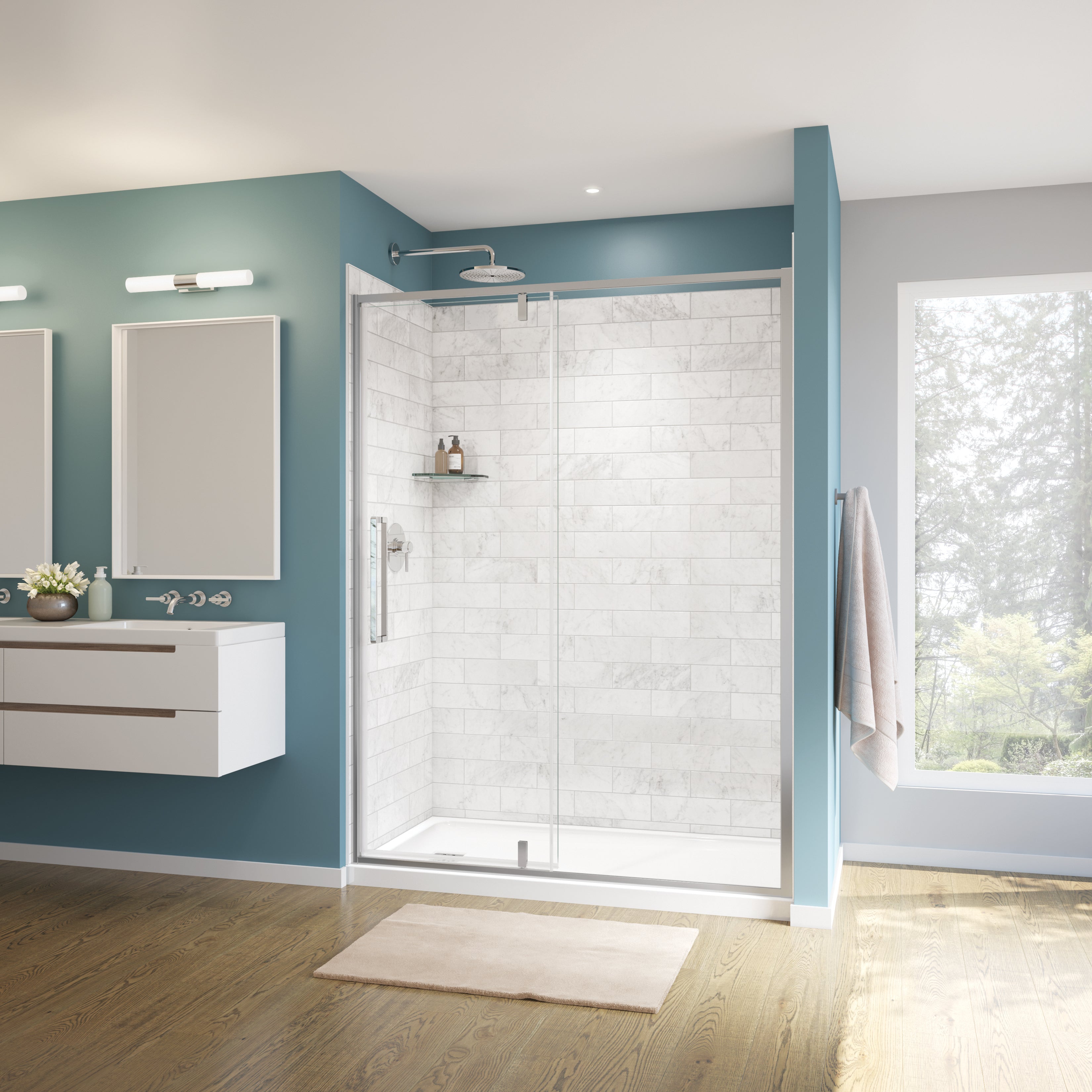 Maax Uptown 57-59 x 76 in. 8 mm Pivot Shower Door for Alcove Installation with Clear glass