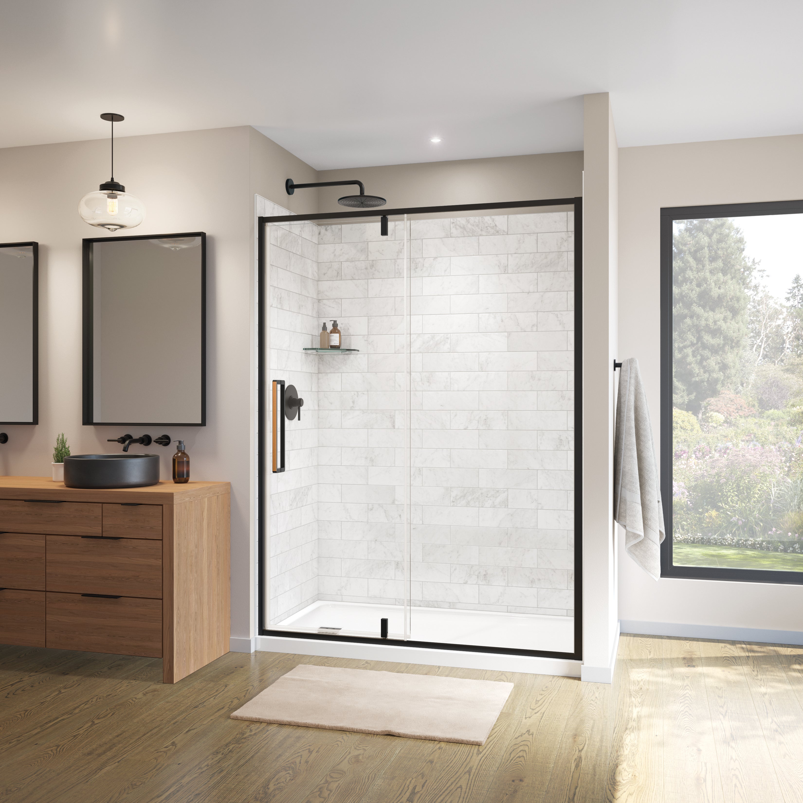 Maax Uptown 57-59 x 76 in. 8 mm Pivot Shower Door for Alcove Installation with Clear glass