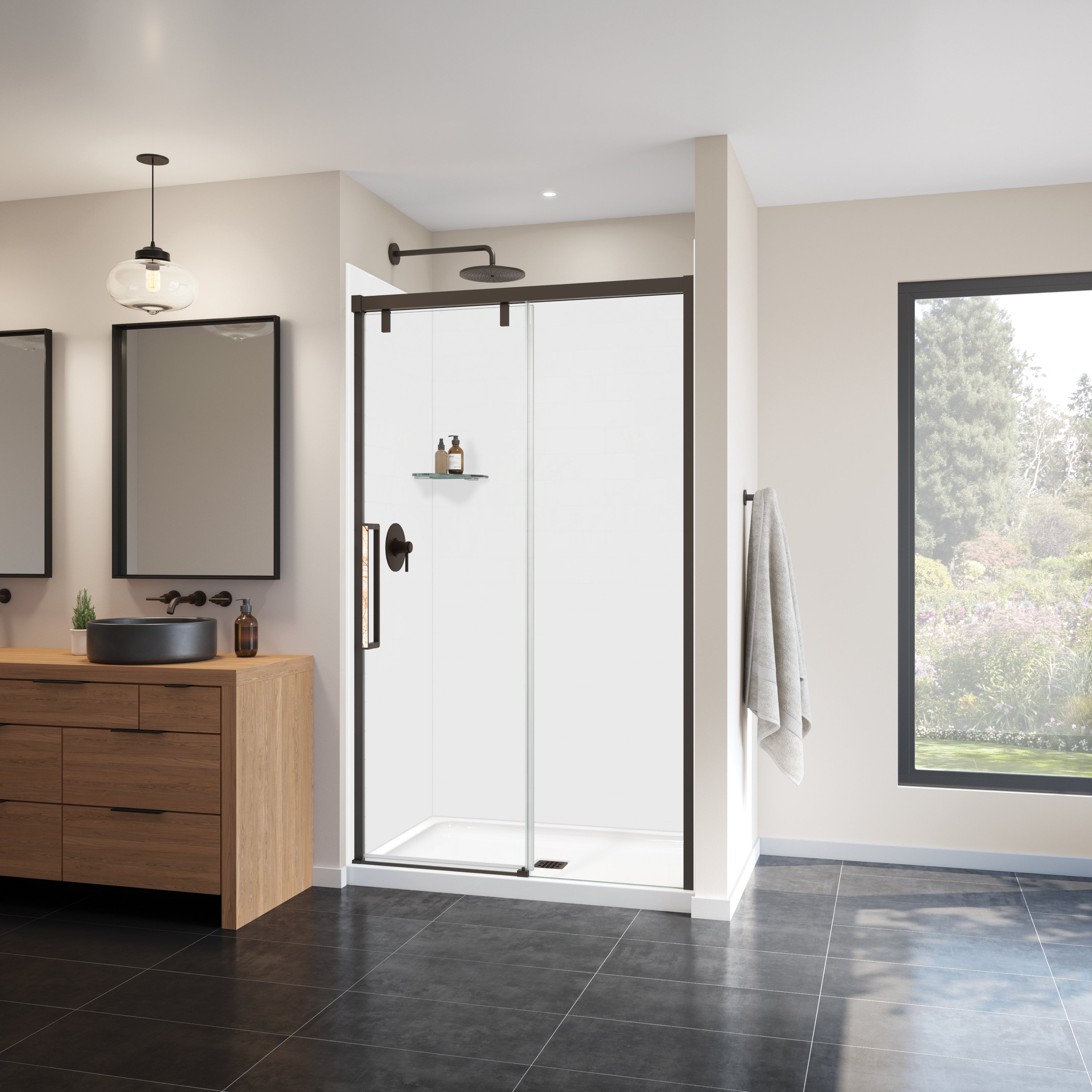 Maax Uptown 44-47 x 76 in. 8 mm Sliding Shower Door for Alcove Installation with Clear glass