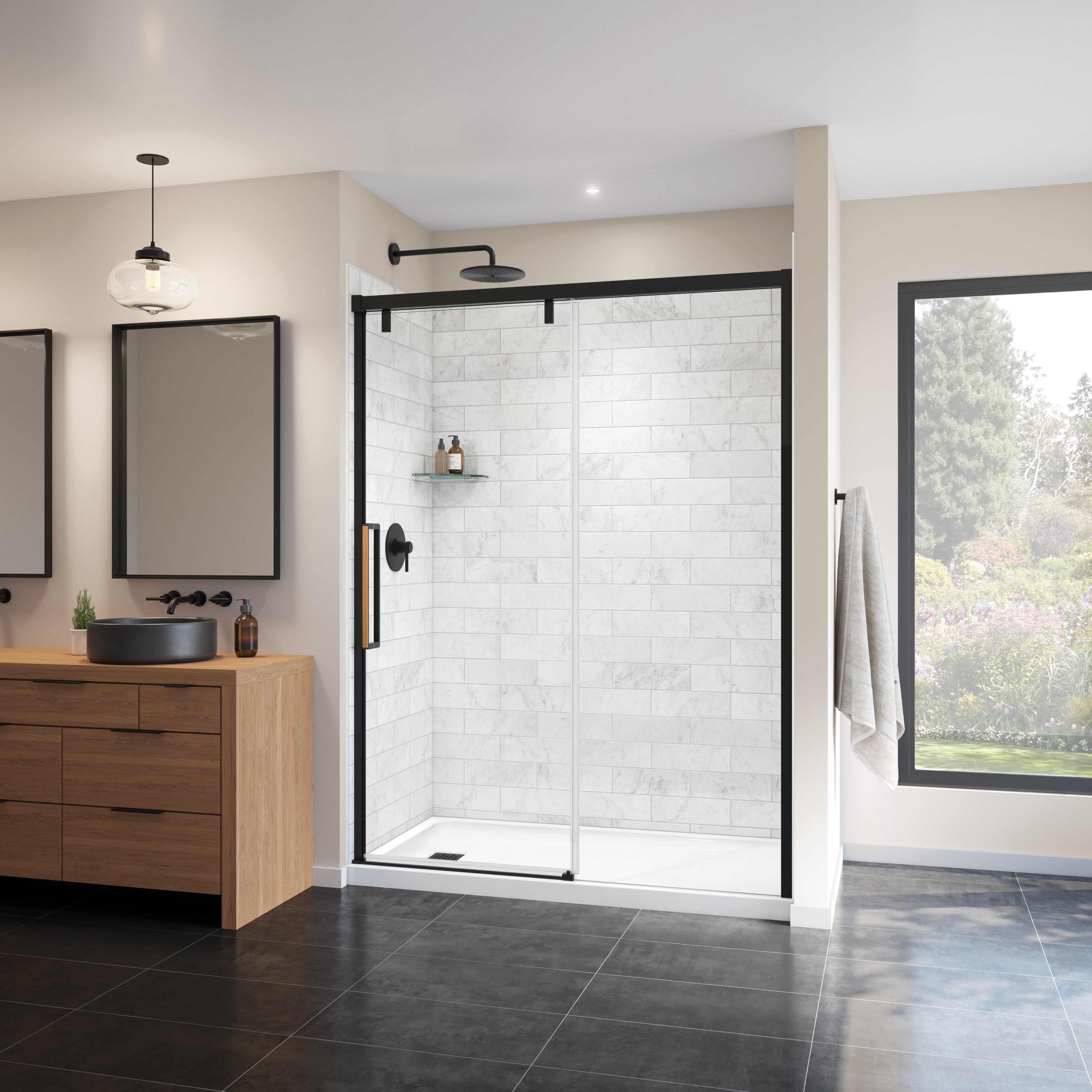 Maax Uptown 56-59 x 76 in. 8 mm Sliding Shower Door for Alcove Installation with Clear glass