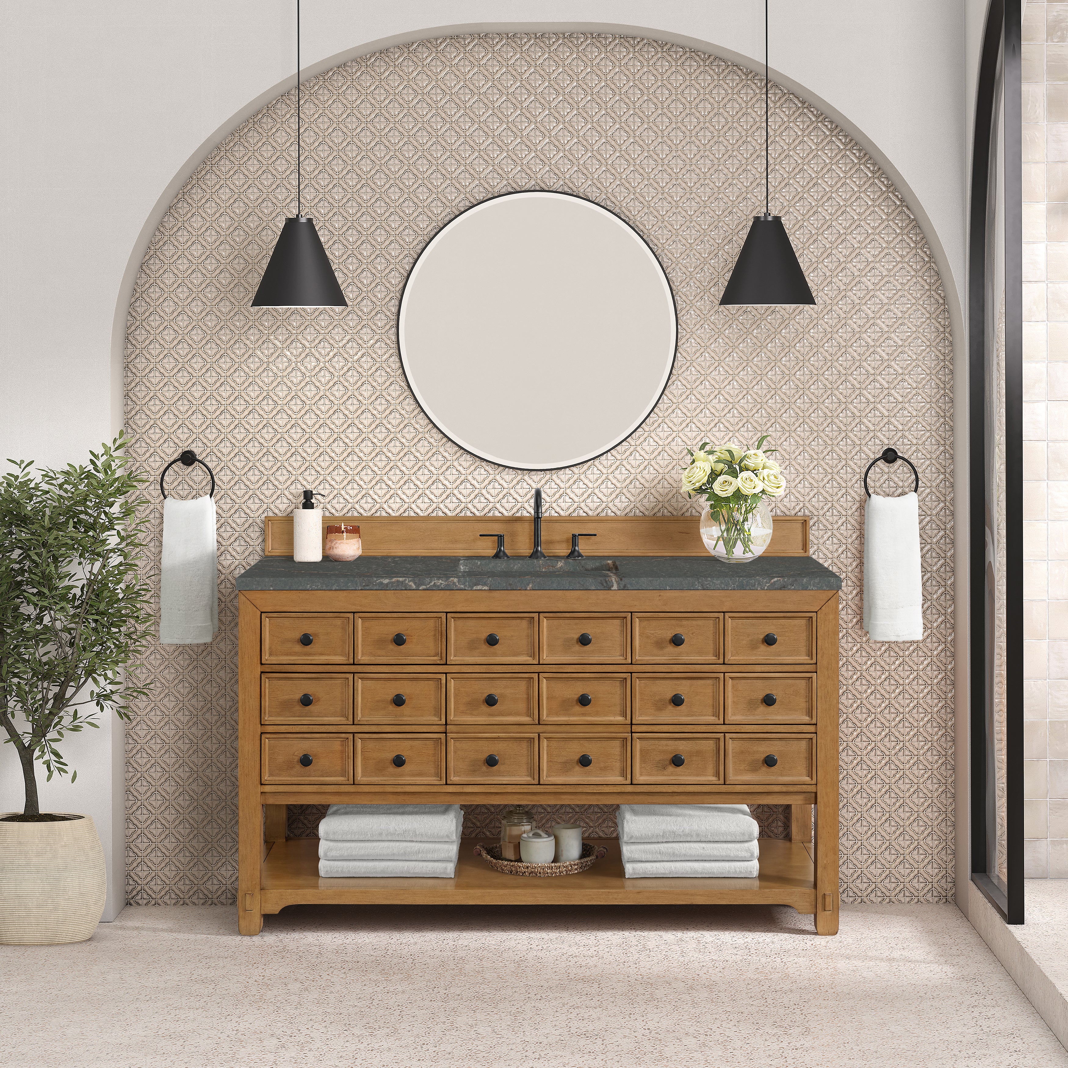 James Martin Malibu 60" Single Vanity in Amber Birch with 3cm Countertop