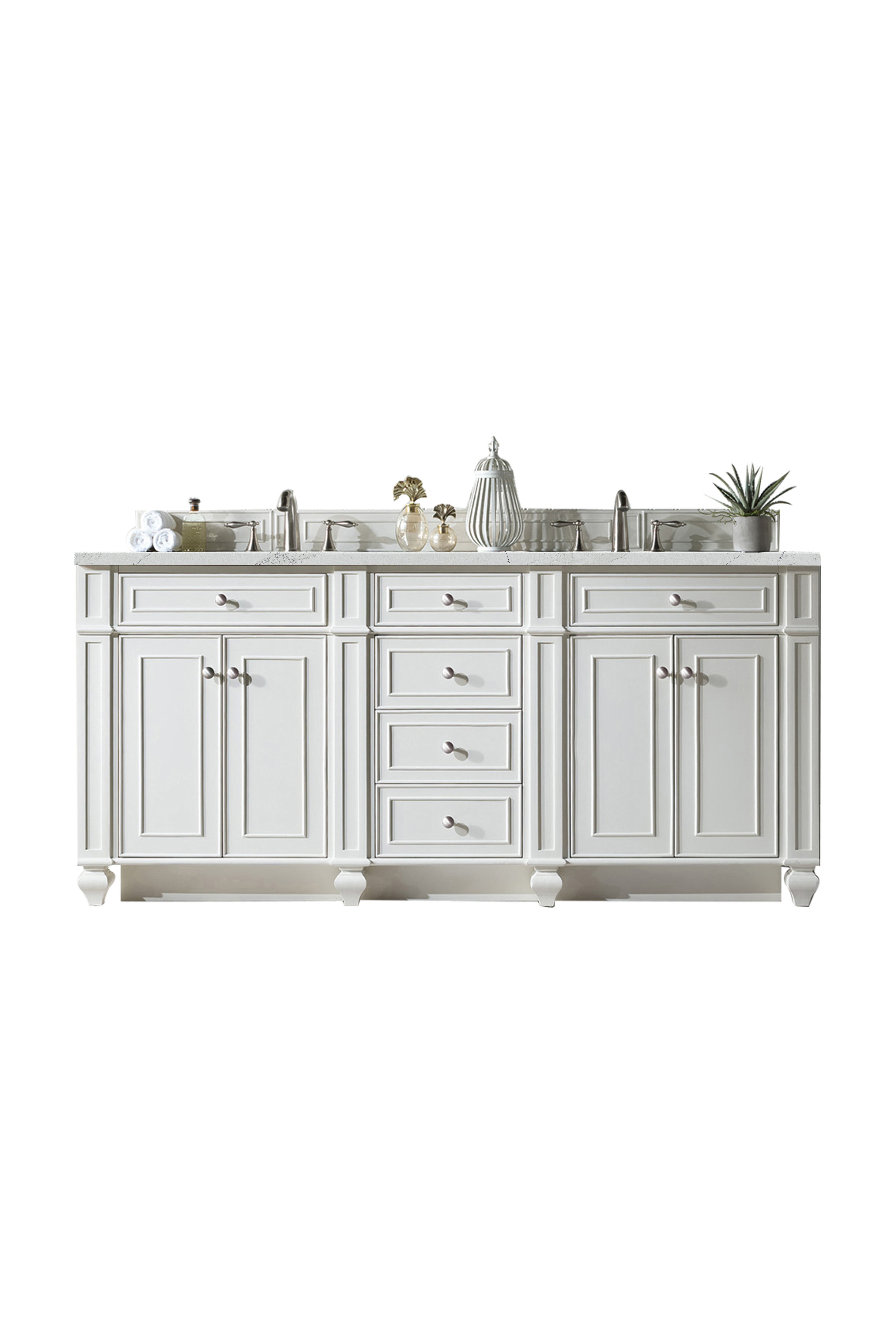 James Martin Bristol 72" Double Vanity in Bright White with 3cm Countertop