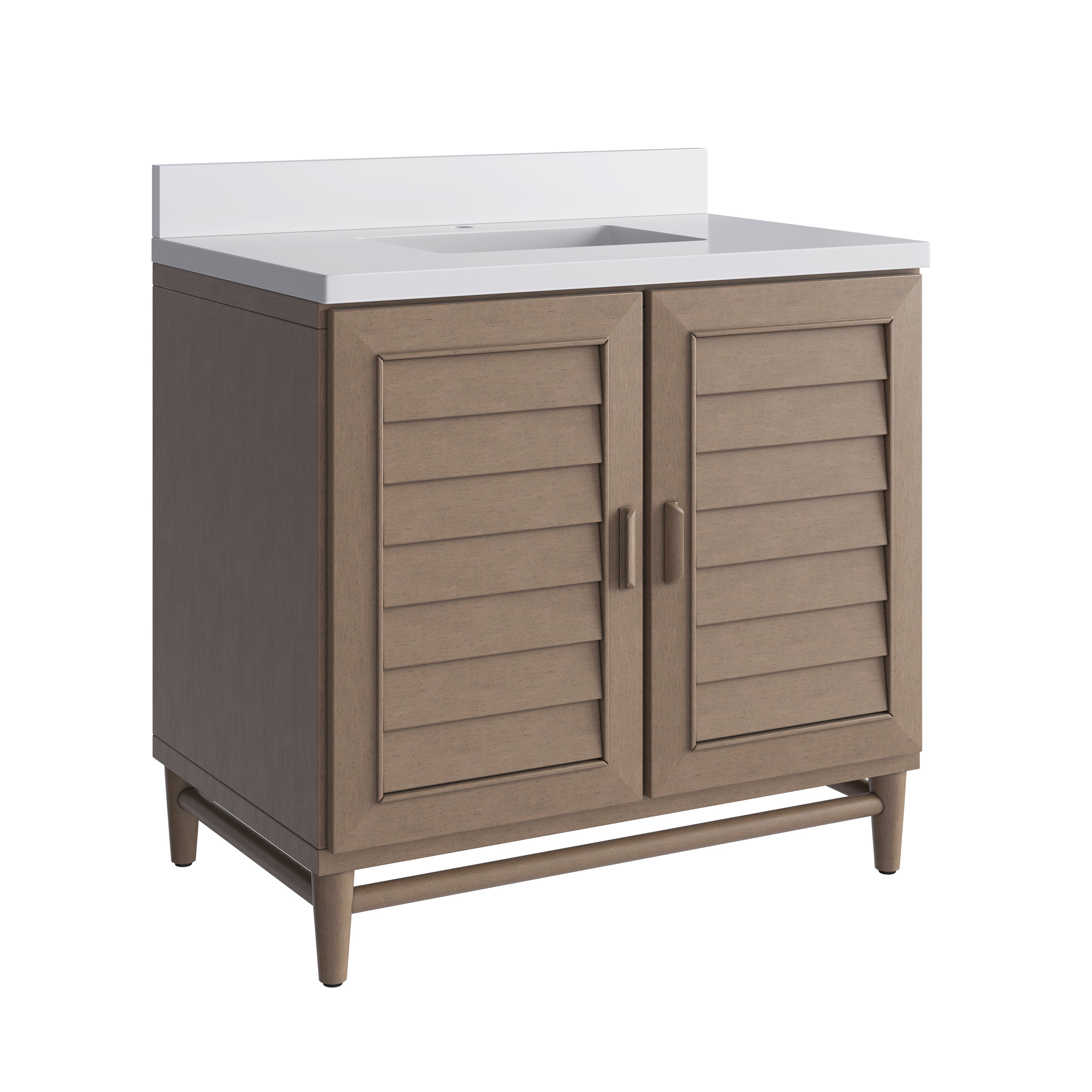 James Martin Portland 36" Single Vanity in Whitewashed Walnut with 3cm Countertop