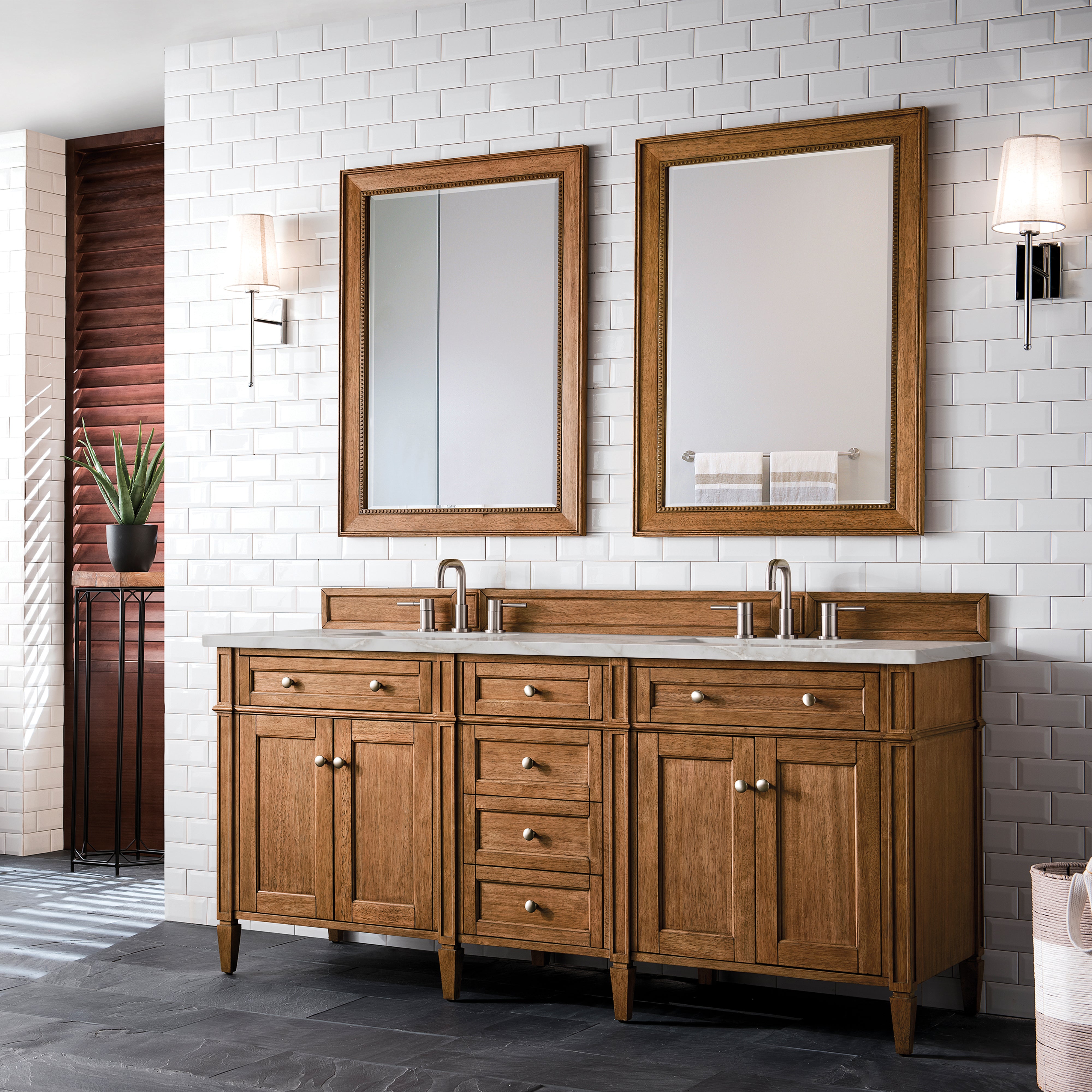 James Martin Brittany 72" Double Vanity in Saddle Brown with 3cm Countertop