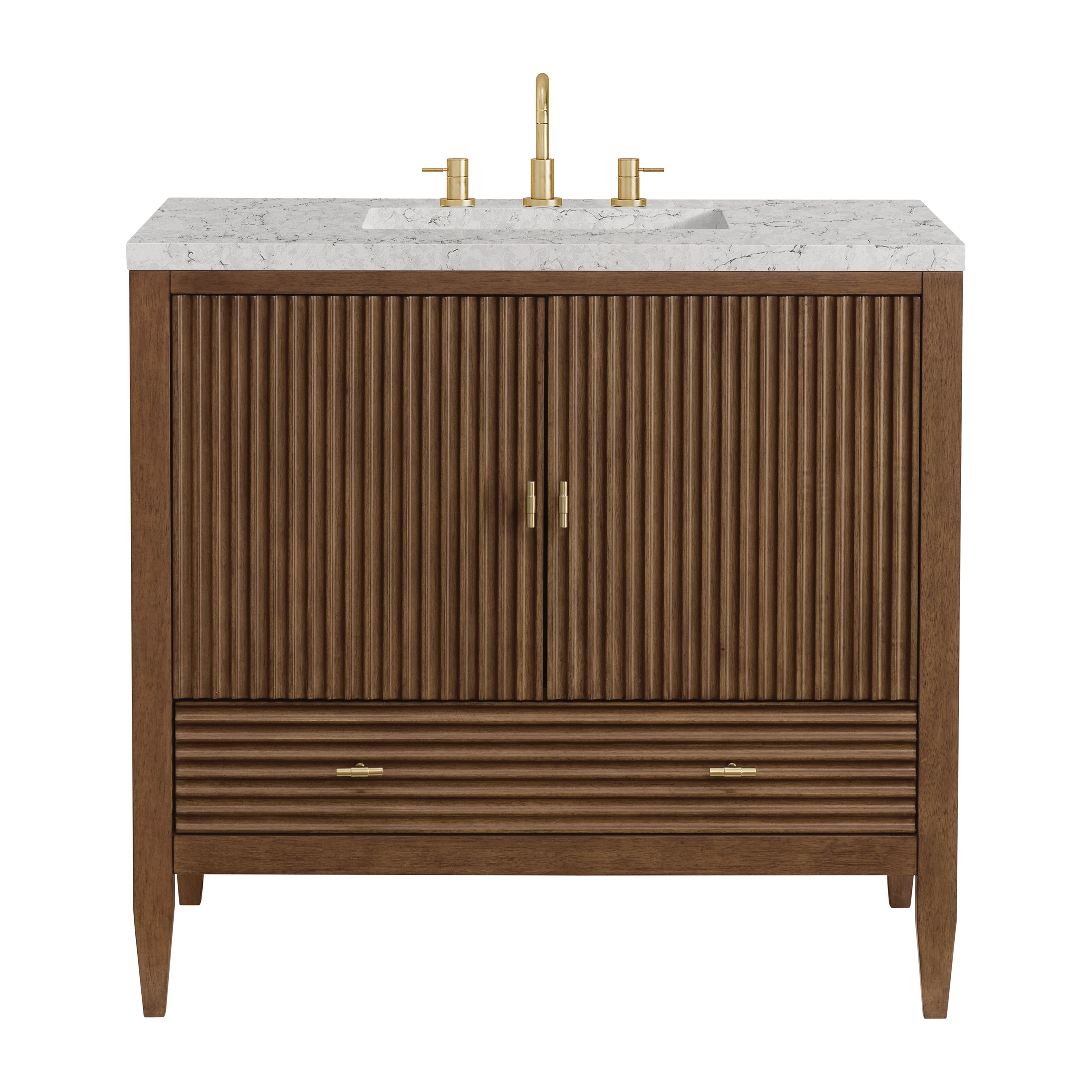James Martin Myrrin 36" Vanity in Mid Century Walnut with 3cm Countertop