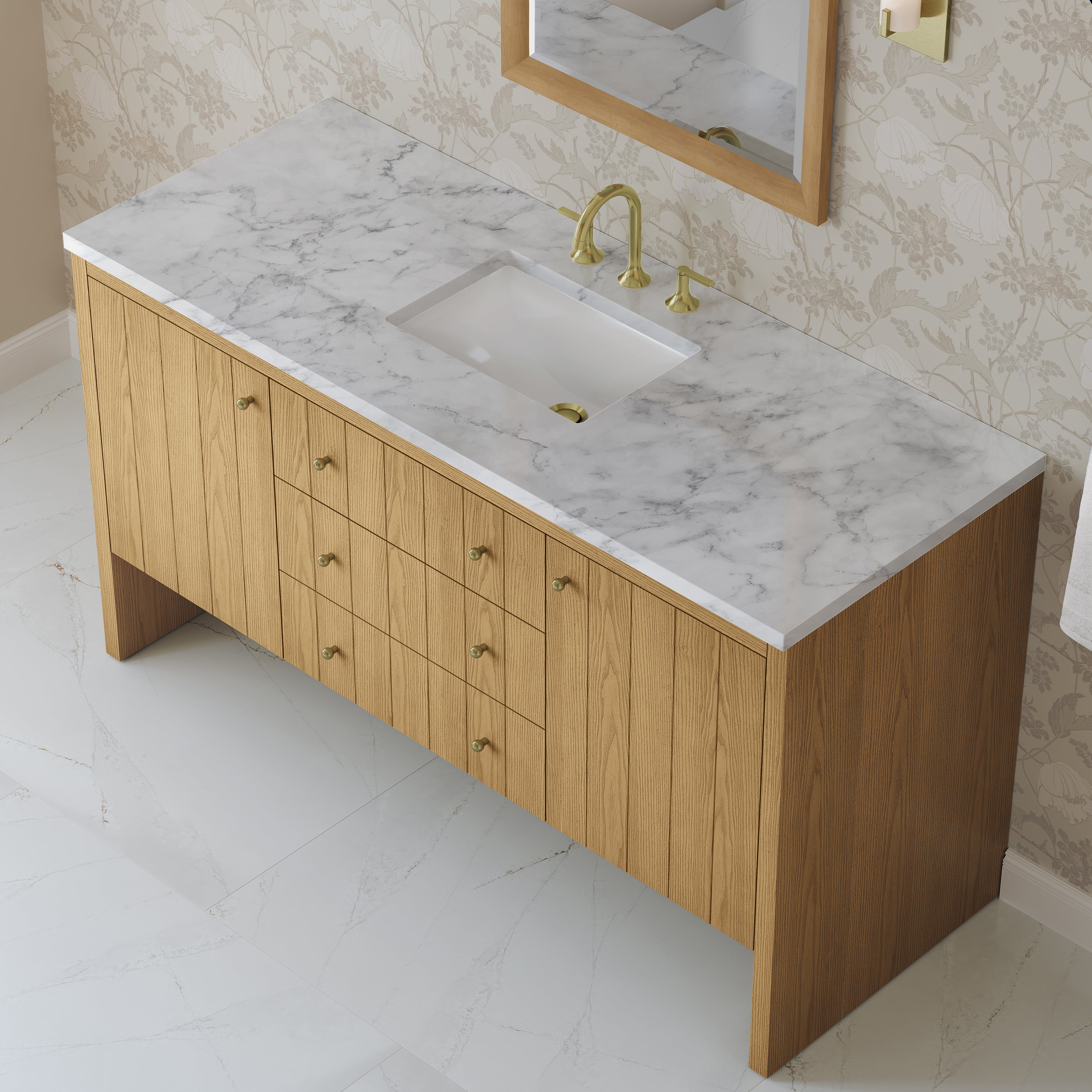James Martin Hudson 60" Single Vanity in Light Natural Oak with 3cm Countertop