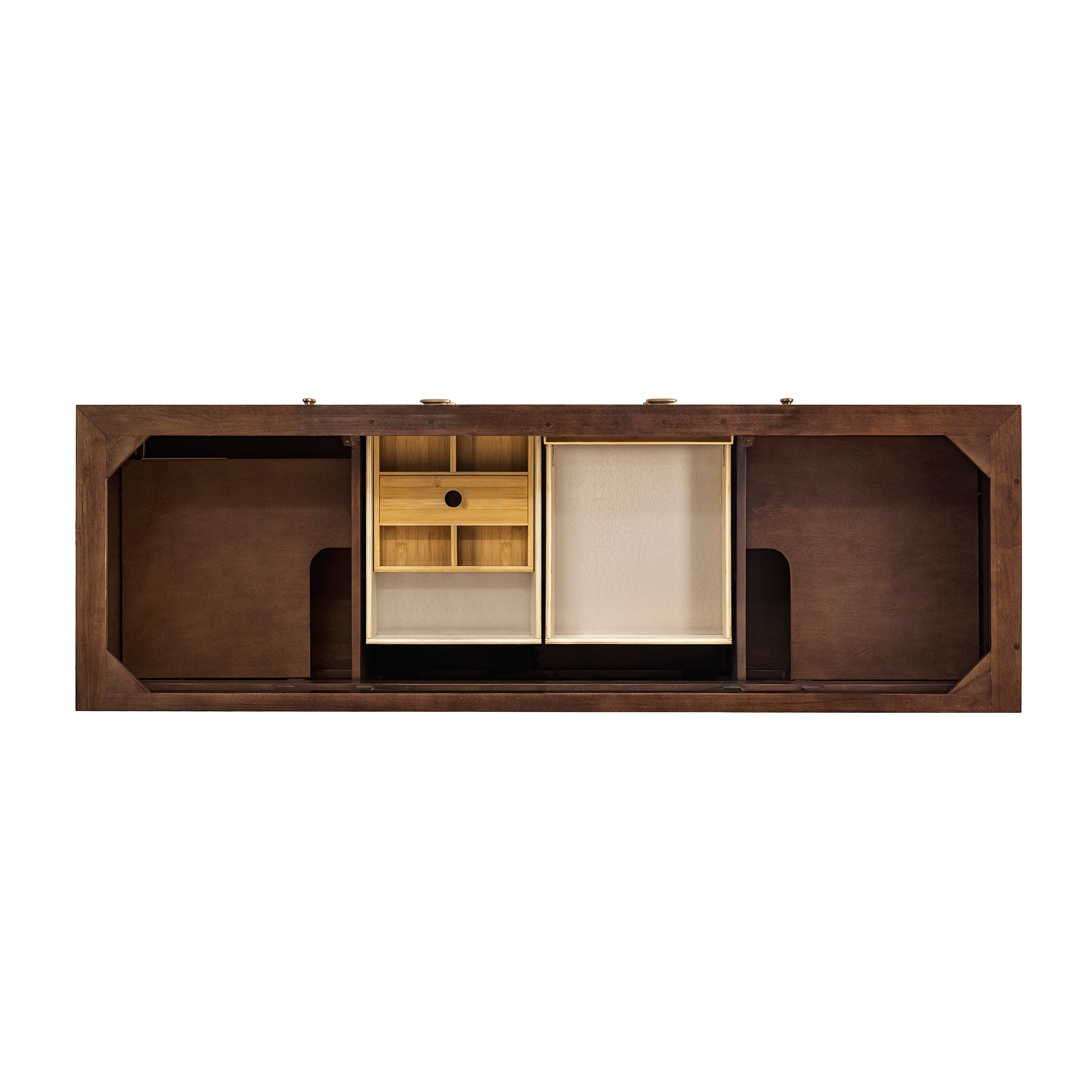 James Martin Amberly 72" Double Vanity in Mid-Century Walnut with 3cm Countertop and FreePower Wireless Charger