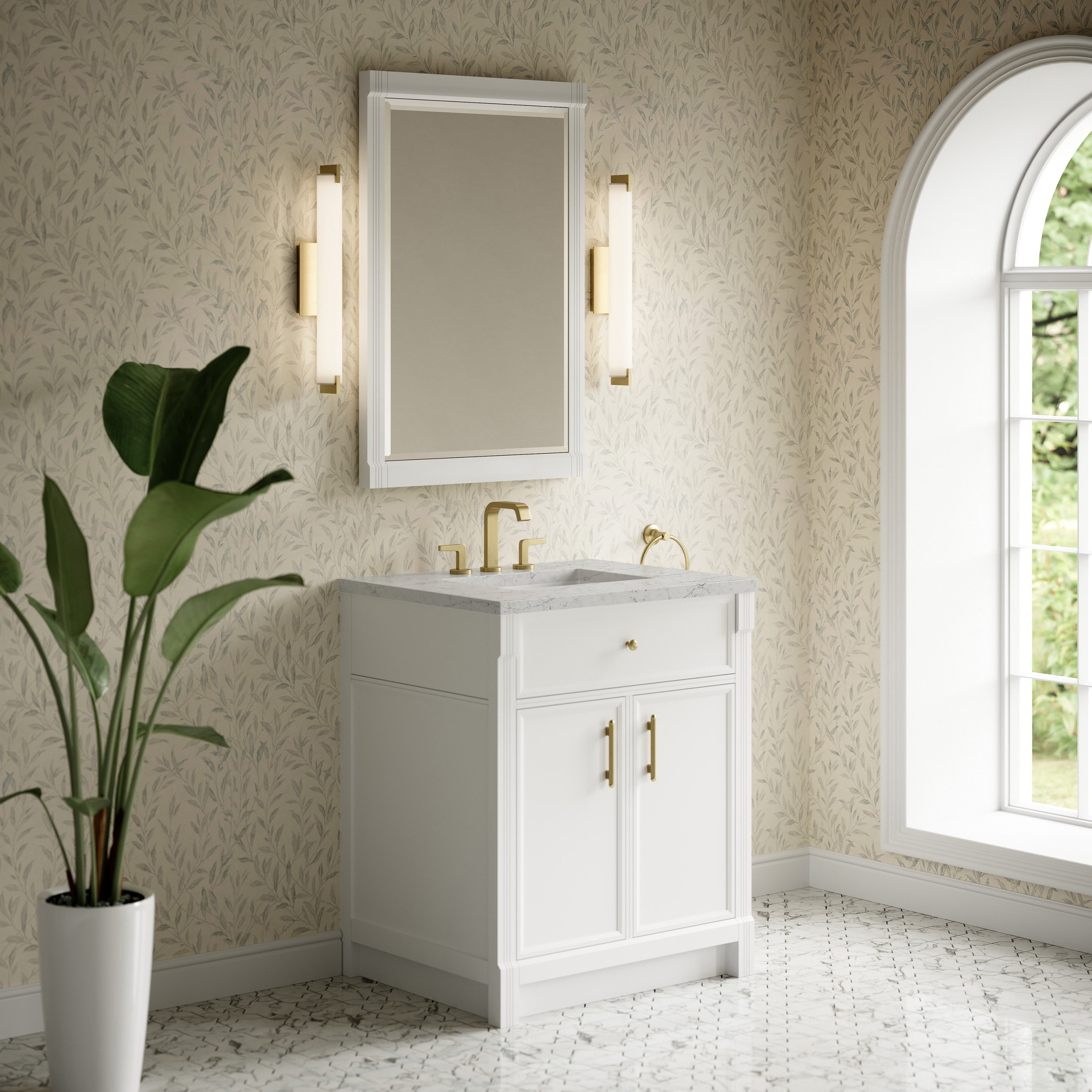 James Martin Bellshire 30" Single Vanity in Bright White with 3cm Countertop