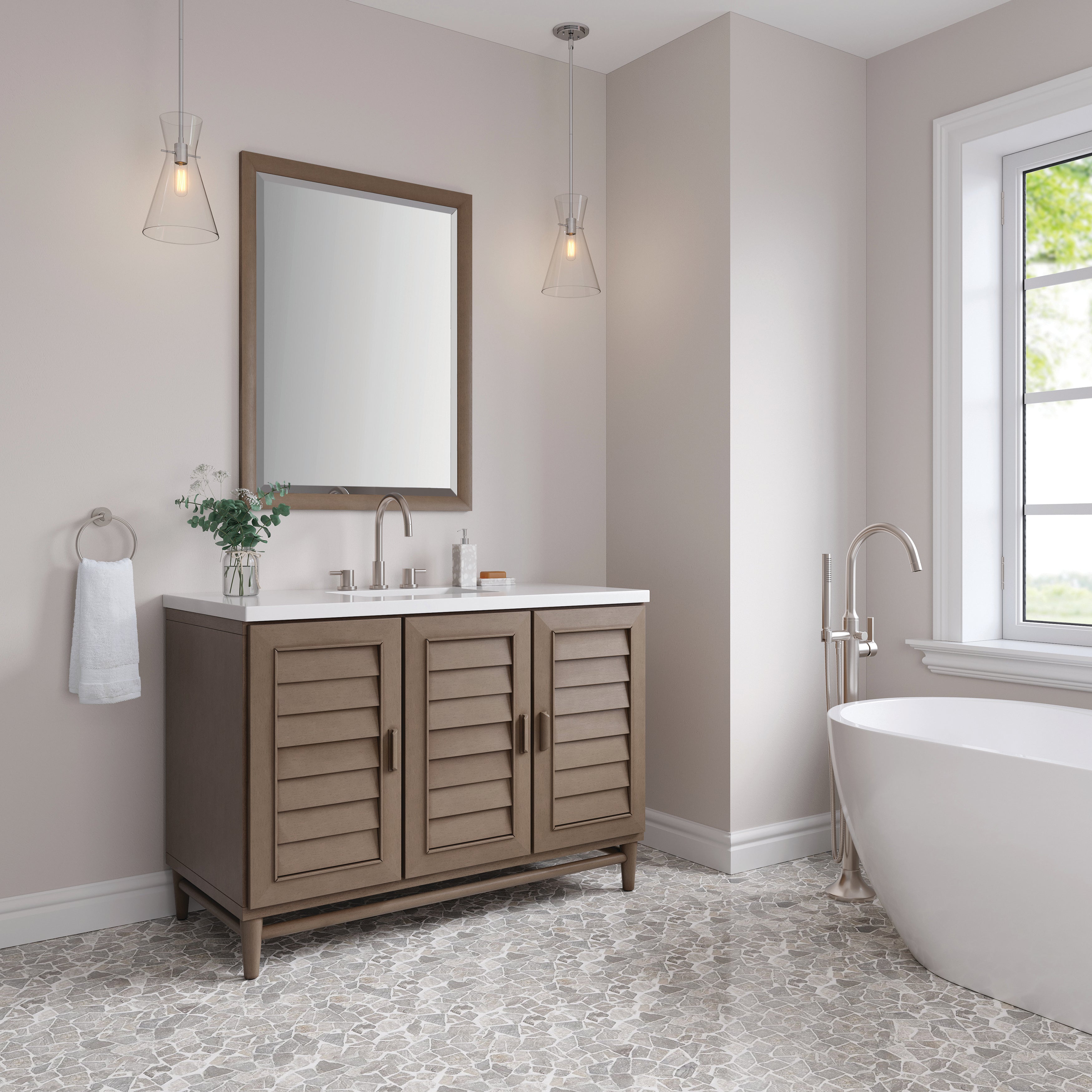 James Martin Portland 48" Single Vanity in Whitewashed Walnut with 3cm Countertop