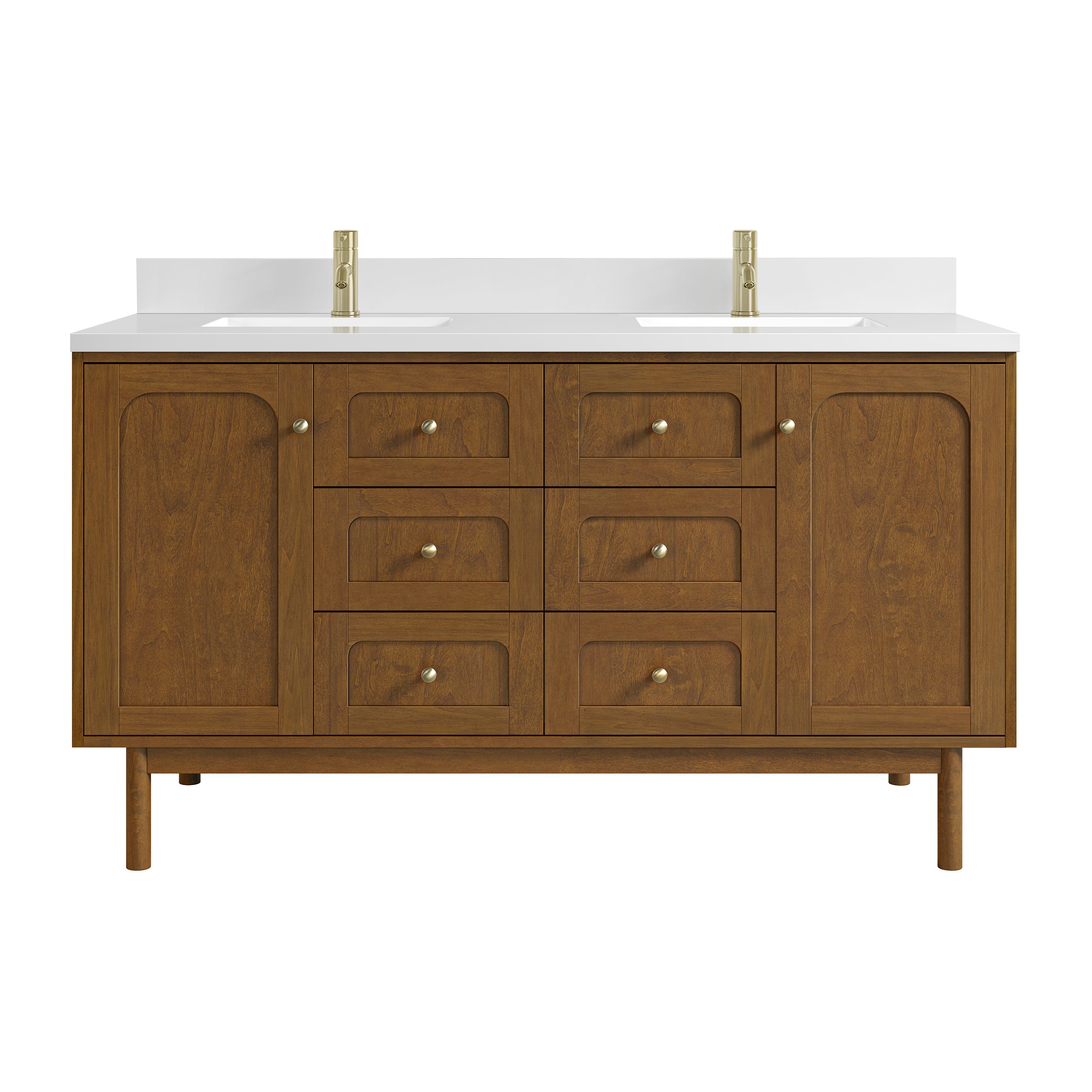 James Martin Laurent 60" Double Vanity in Honey Oak with 3cm Countertop