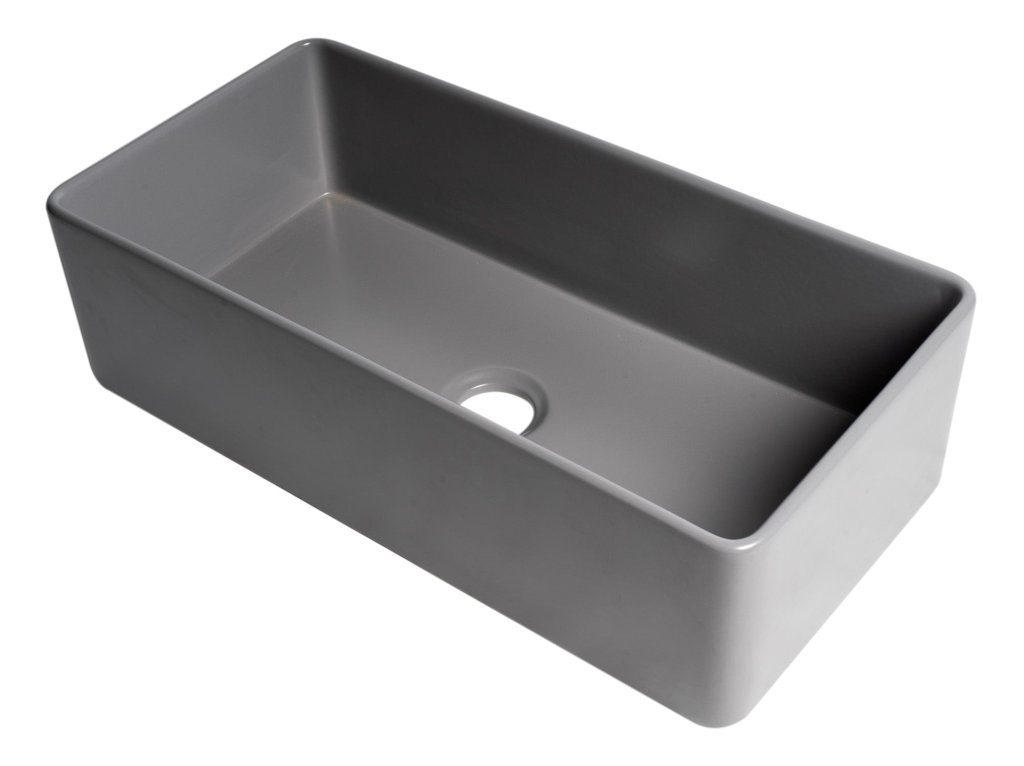 ALFI brand ABF3618 Smooth Apron 36" x 18" Single Bowl Fireclay Farm Sink