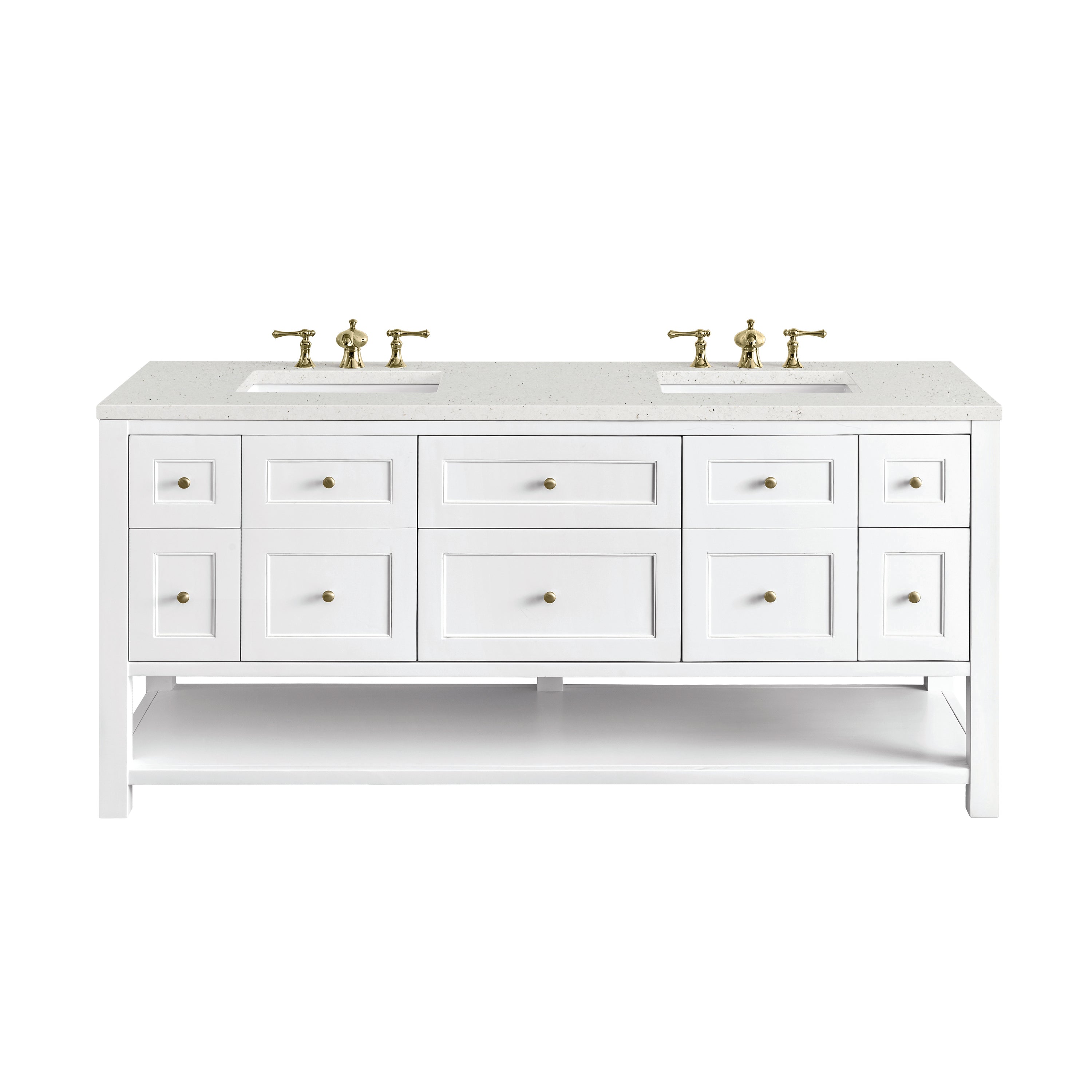 James Martin Breckenridge 72" Double Vanity in Bright White with 3cm Countertop