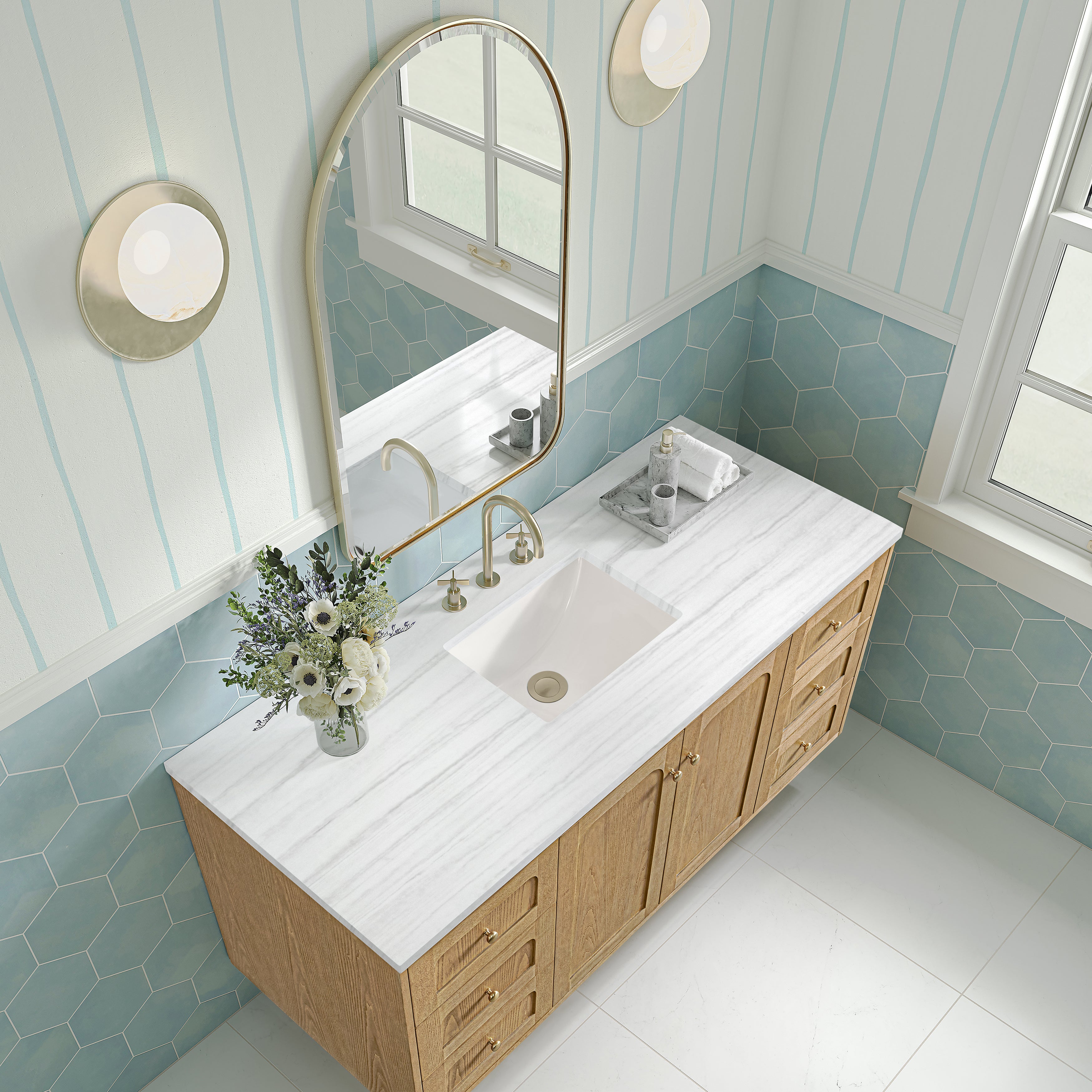James Martin Laurent 60" Single Vanity in Light Natural Oak with 3cm Countertop