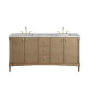 James Martin Kinnsden 72" Double Vanity in Weathered Oak with 3cm Carrara Marble Top