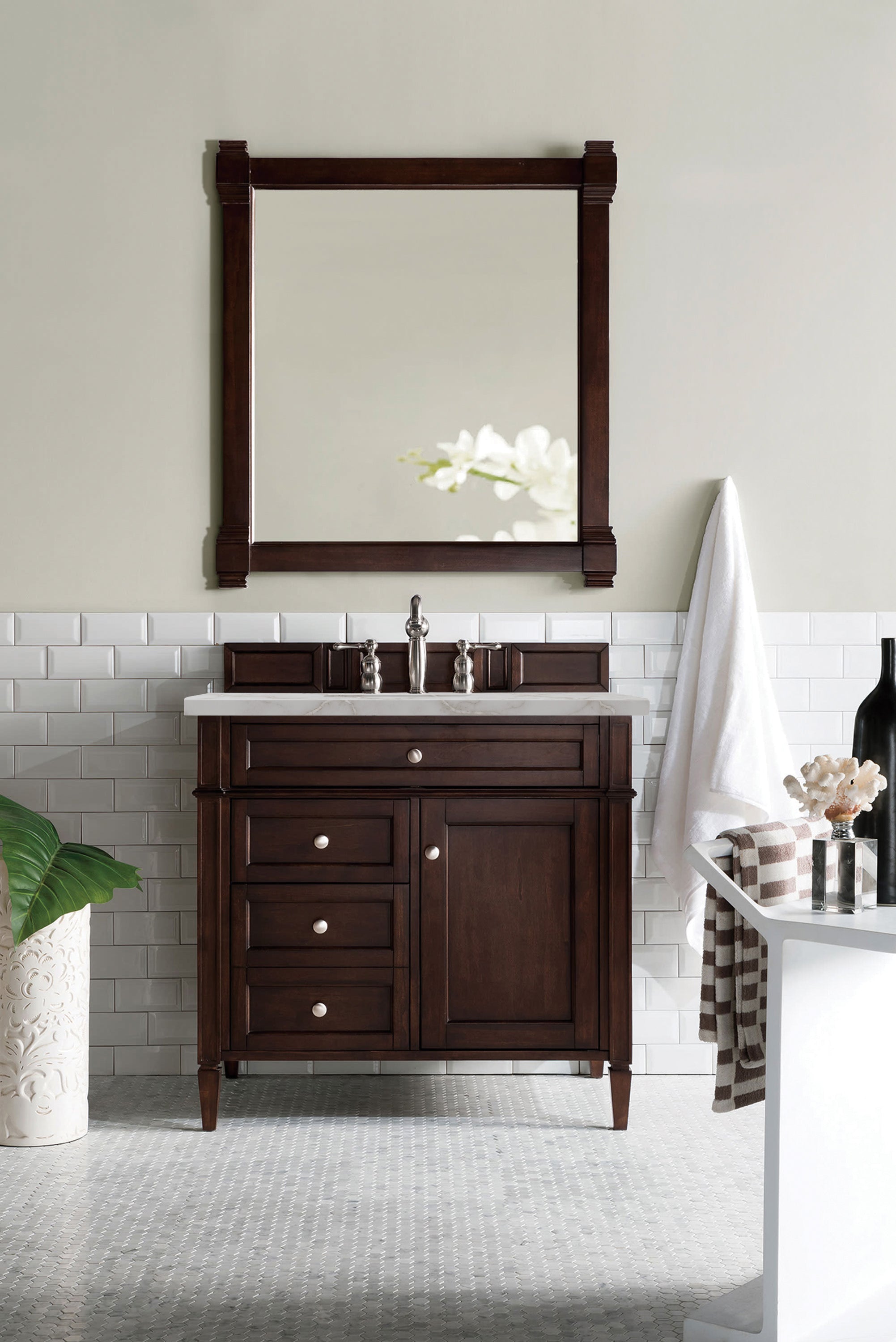 James Martin Brittany 36" Single Vanity in Burnished Mahogany with 3cm Countertop