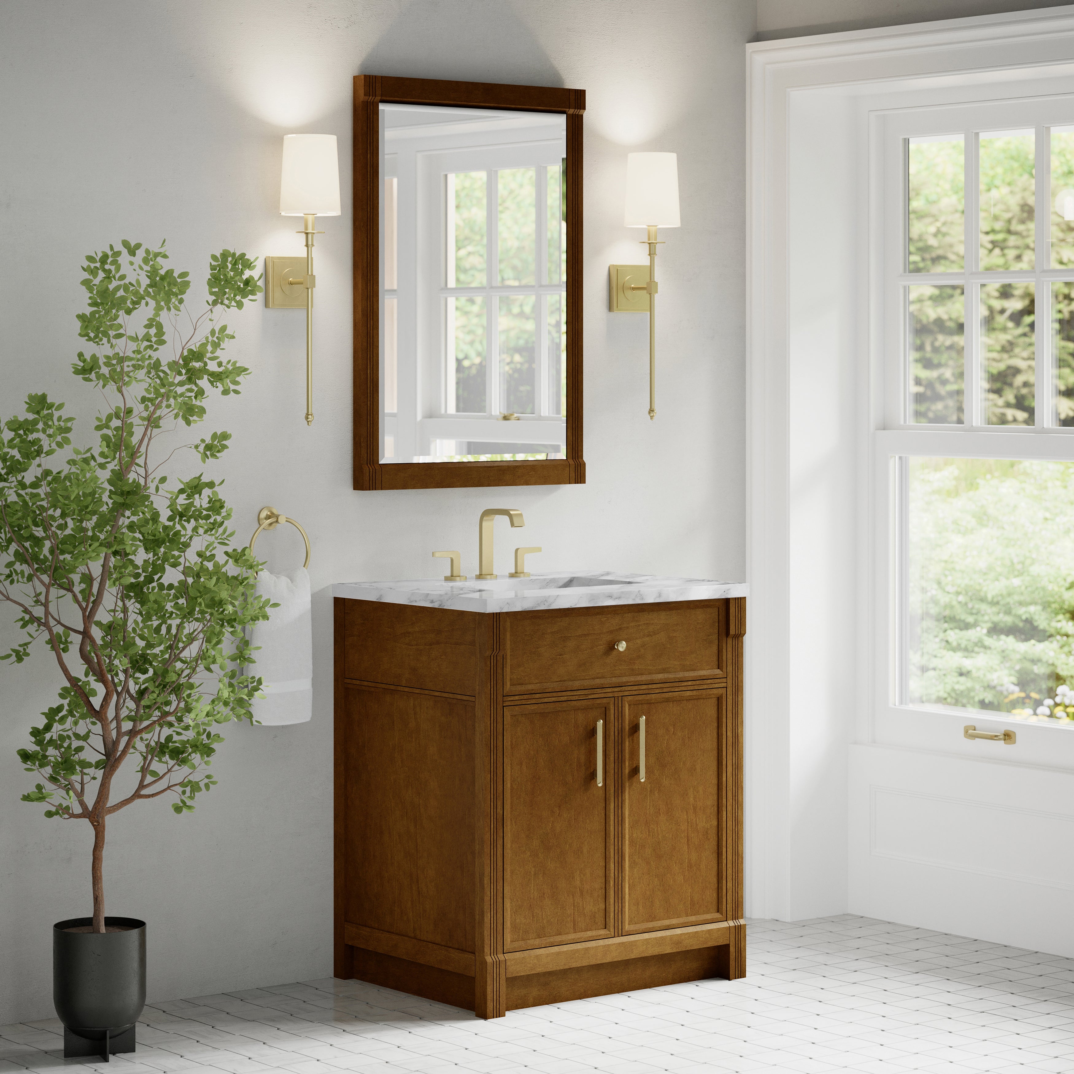 James Martin Bellshire 30" Single Vanity in Honey Oak with 3cm Countertop