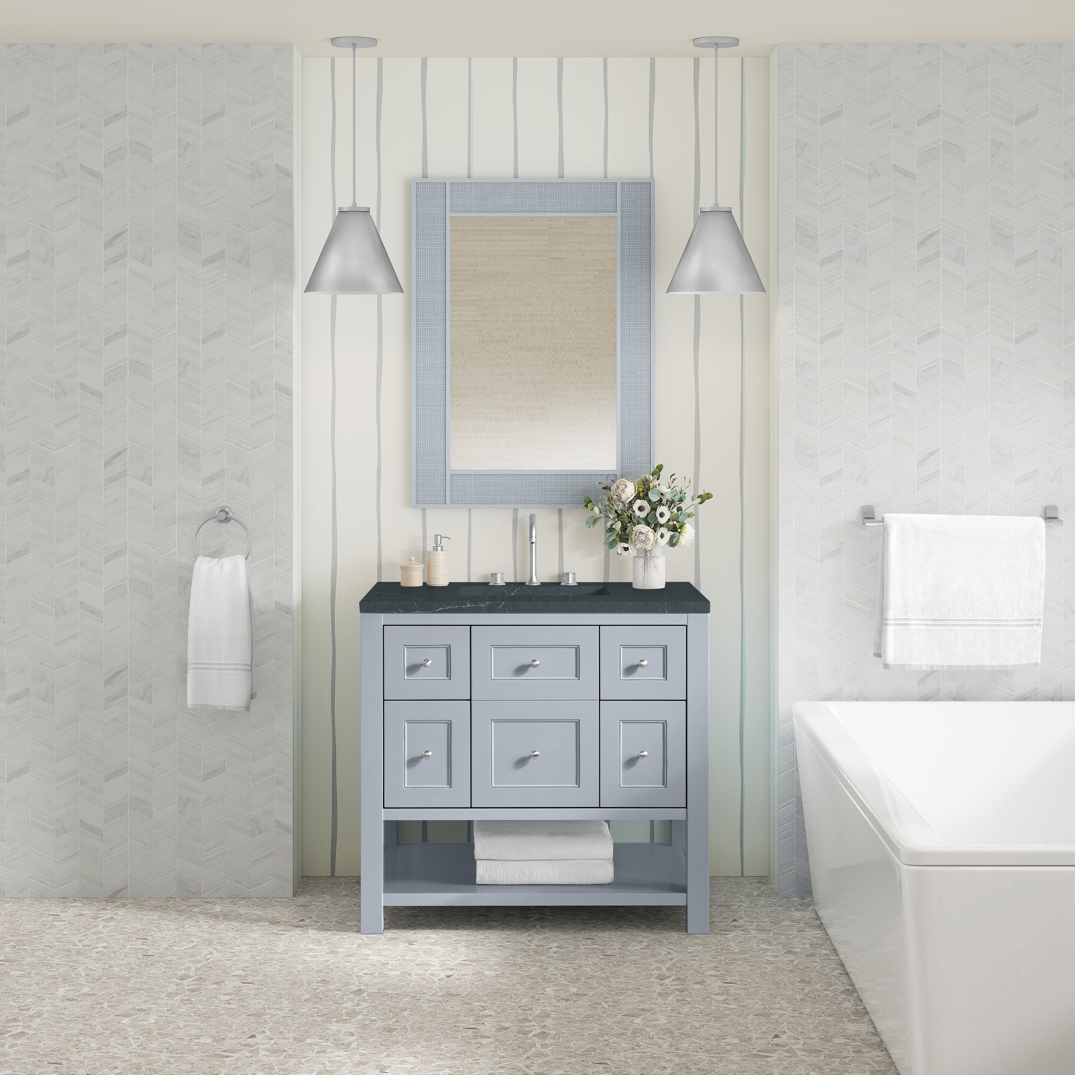 James Martin Breckenridge 36" Single in Serenity Blue with 3cm Countertop