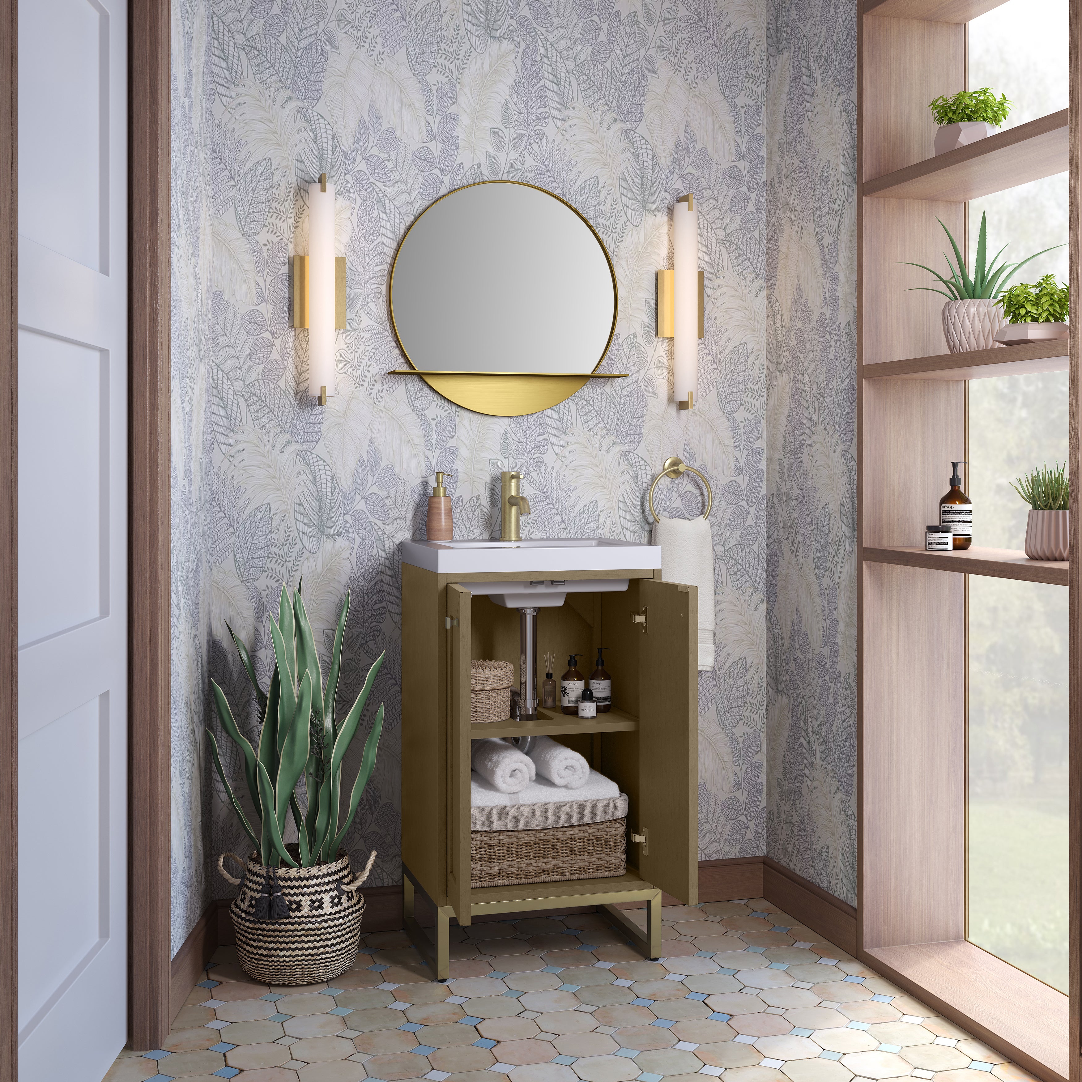James Martin Chianti 20" Single Vanity in Glossy White with White Glossy Composite Stone Top
