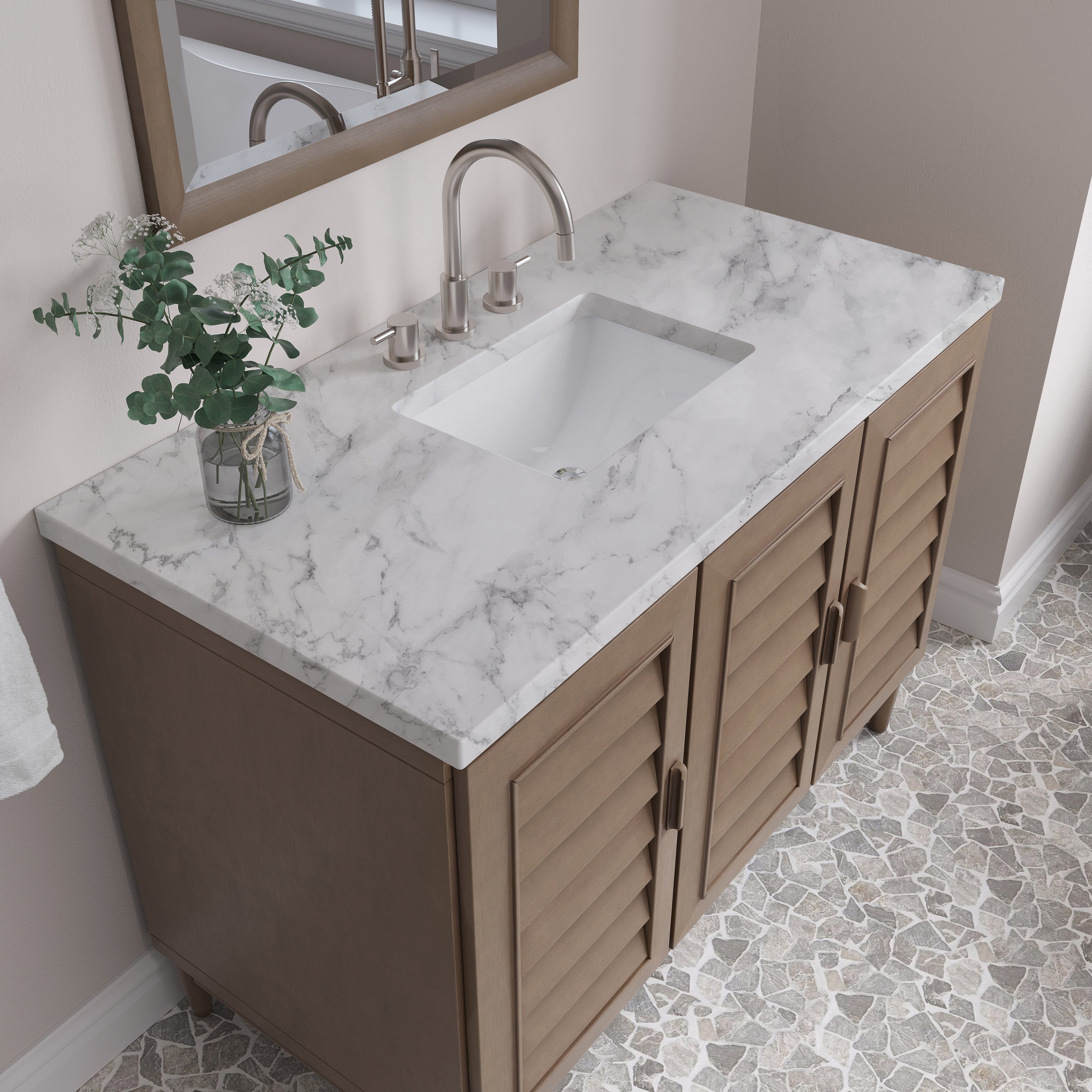 James Martin Portland 48" Single Vanity in Whitewashed Walnut with 3cm Countertop