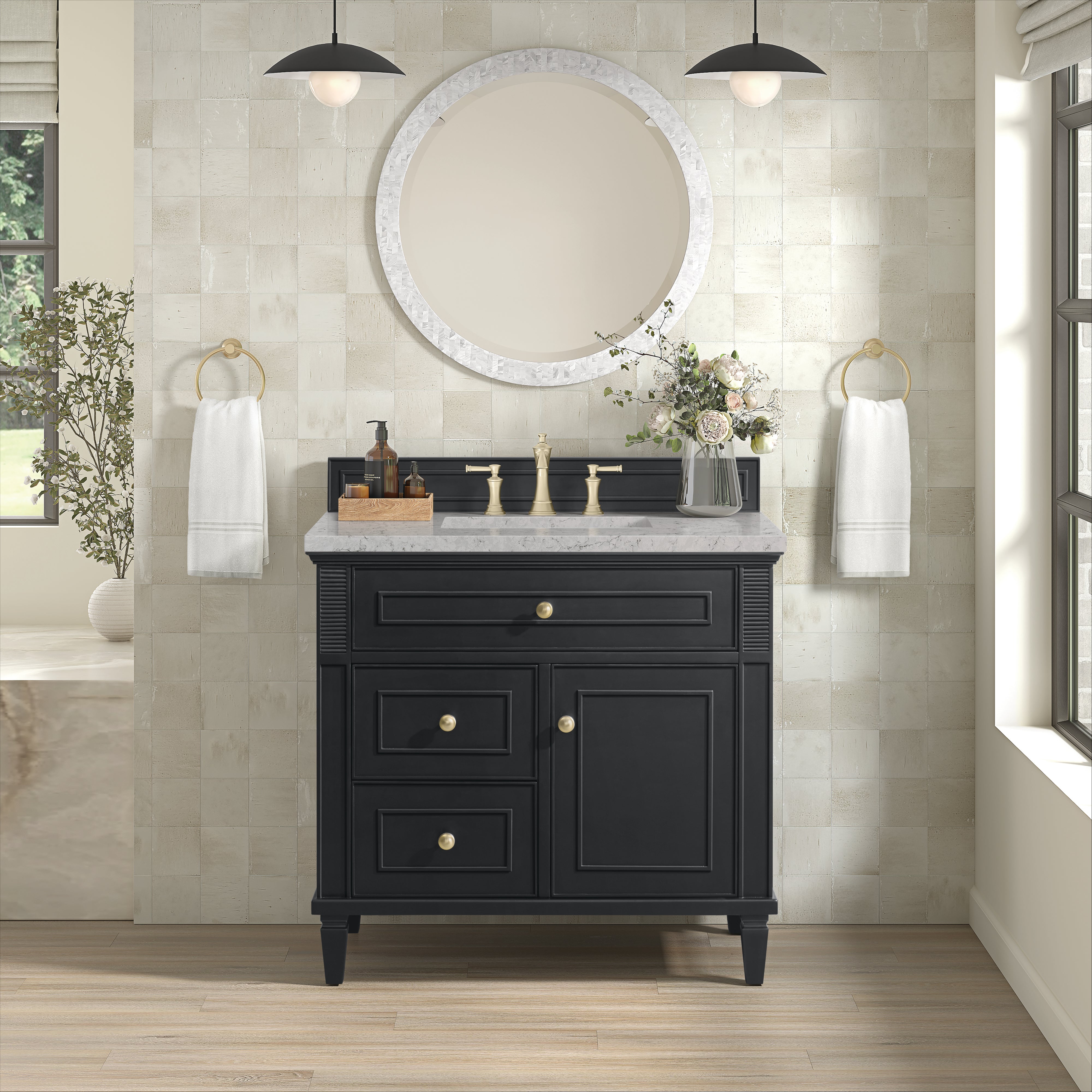 James Martin Lorelai 36" Single Vanity in Black Onyx with 3cm Countertop