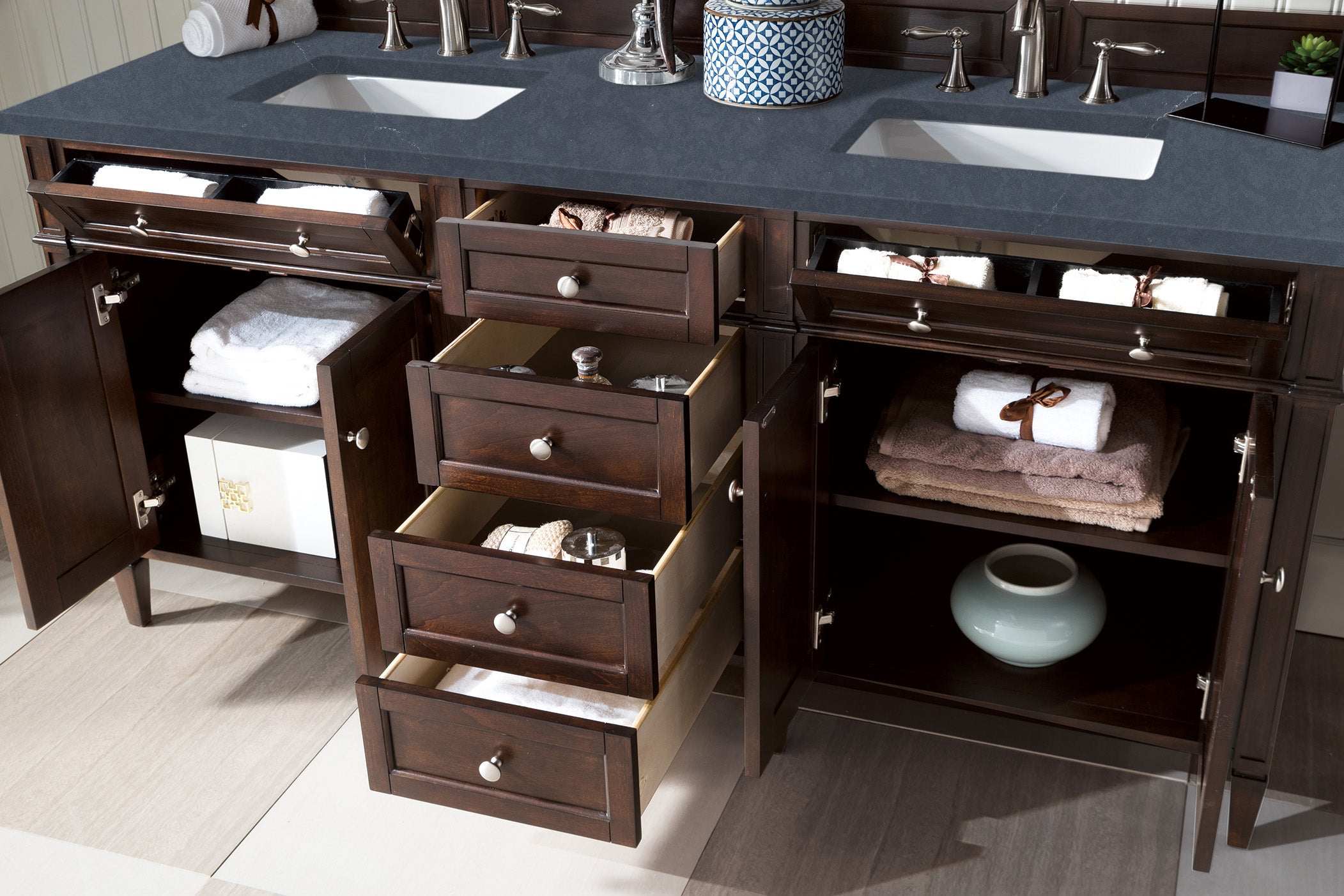 James Martin Brittany 72" Double Vanity in Burnished Mahogany with 3cm Countertop