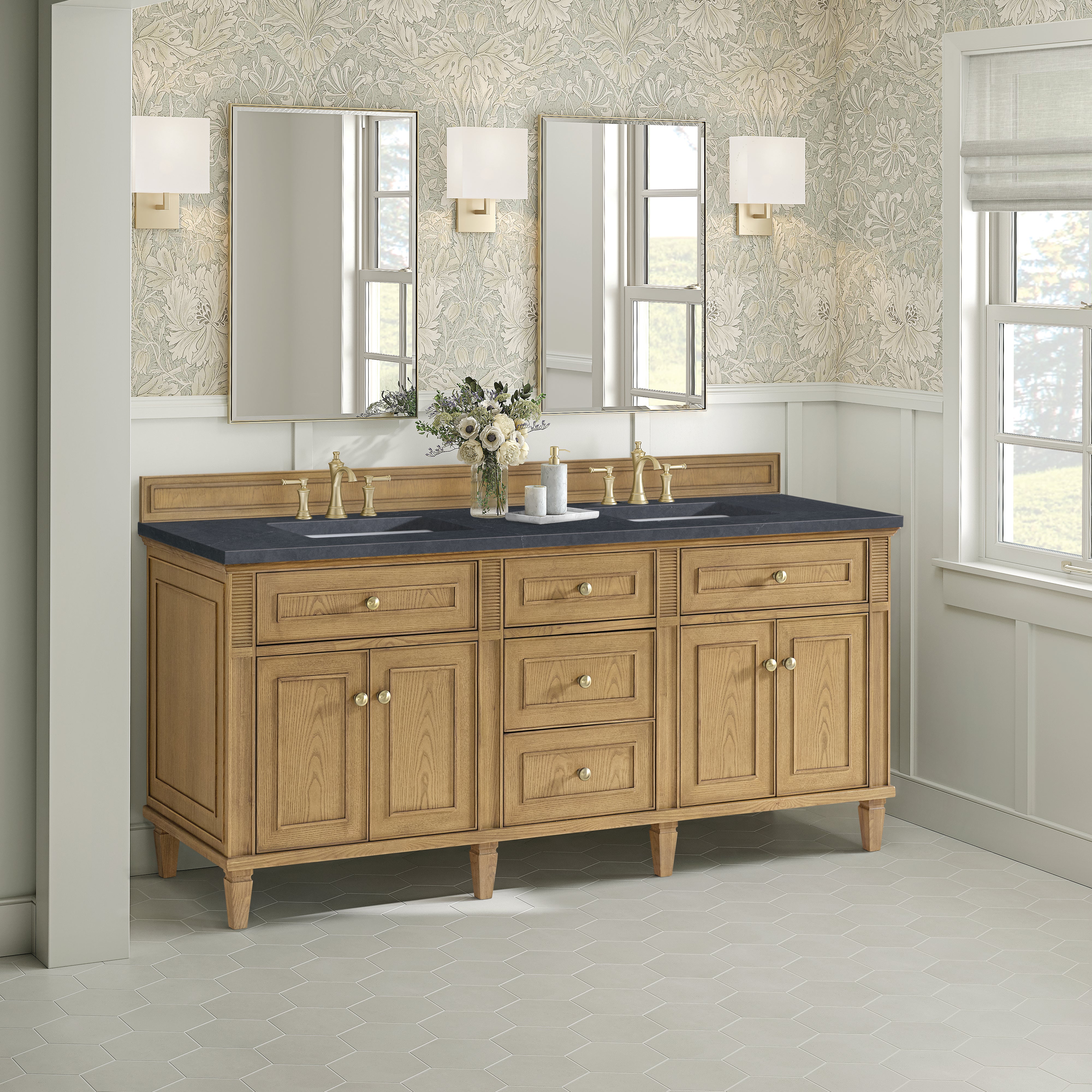James Martin Lorelai 72" Double Vanity in Light Natural Oak with 3cm Countertop