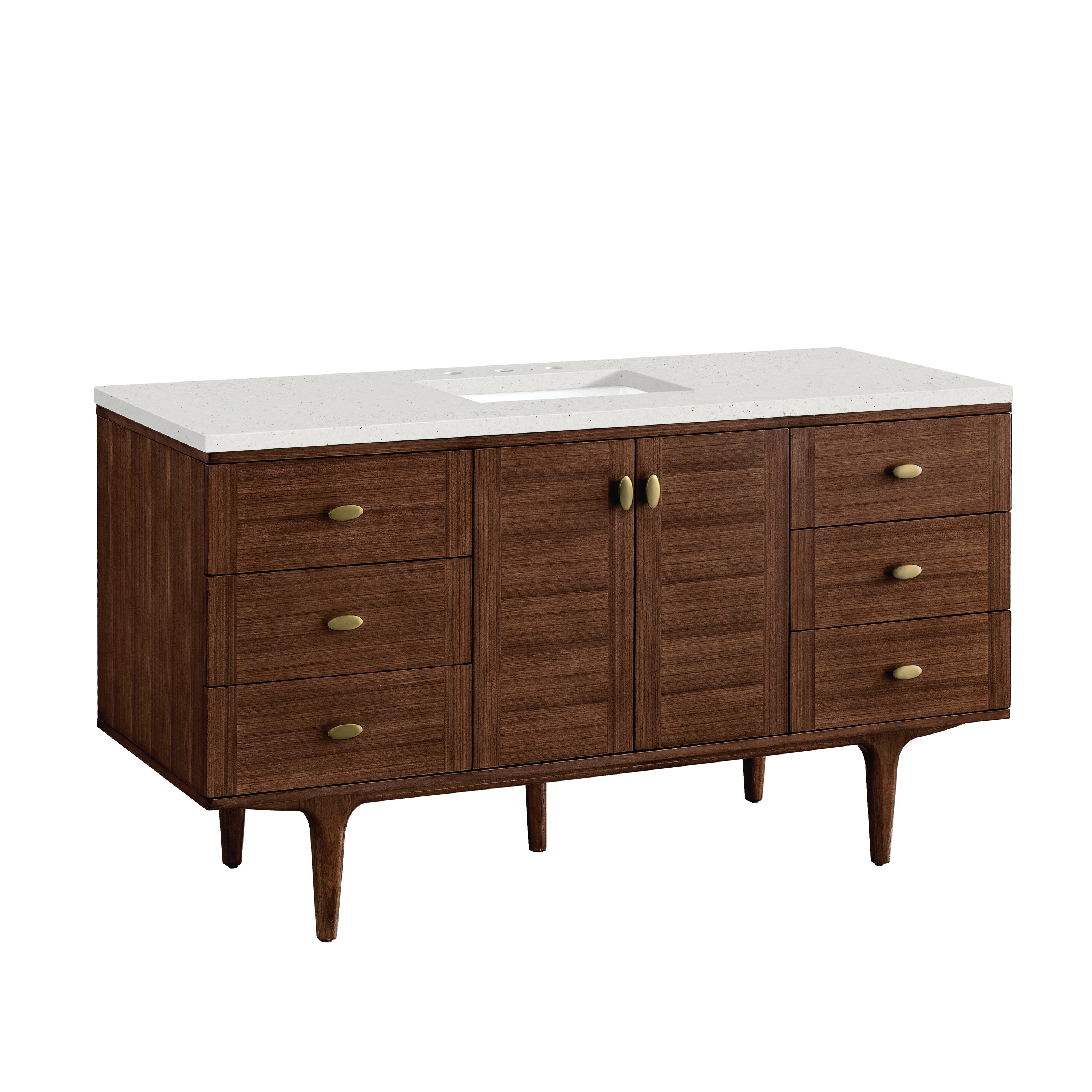 James Martin Amberly 60" Single Vanity in Mid-Century Walnut with 3cm Countertop
