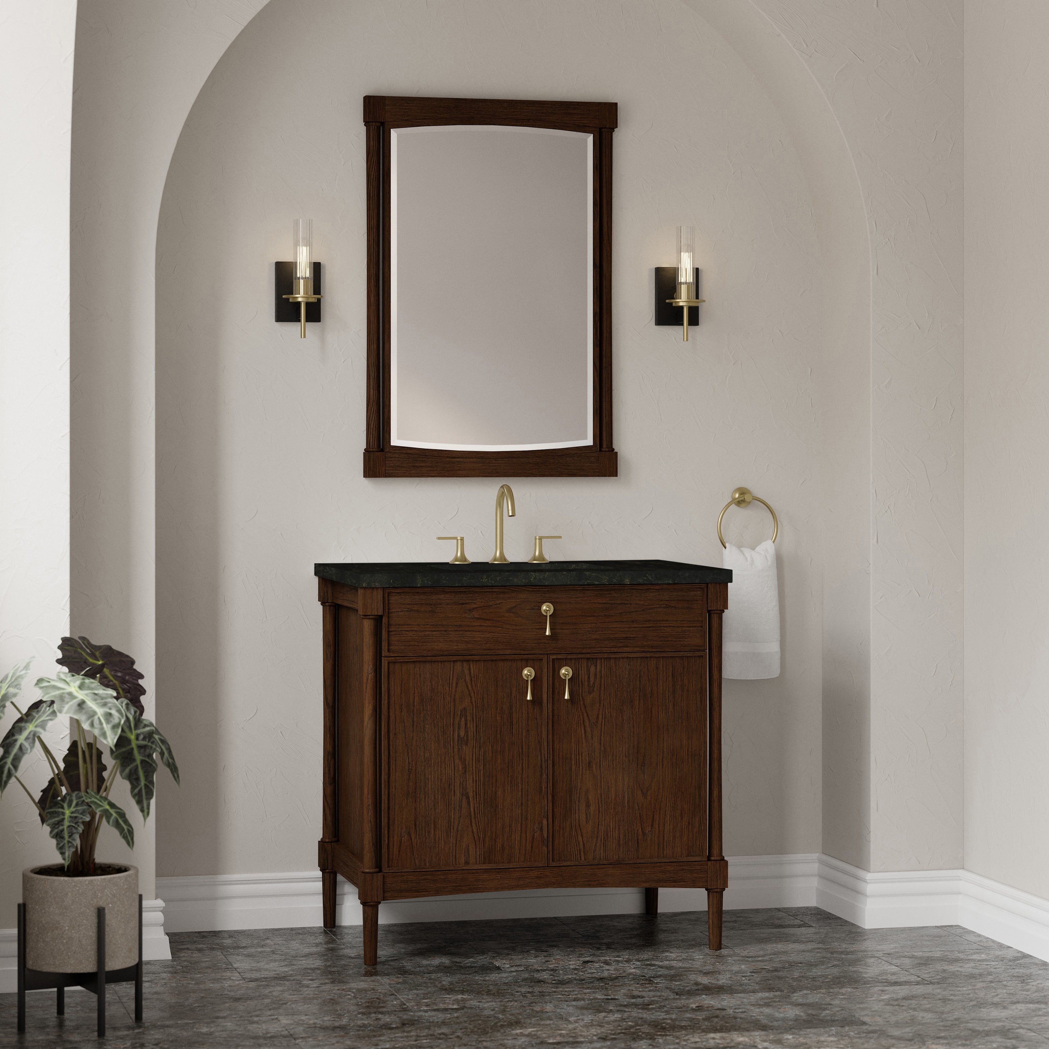 James Martin Kinnsden 36" Single Vanity in Sable Oak with 3cm Countertop