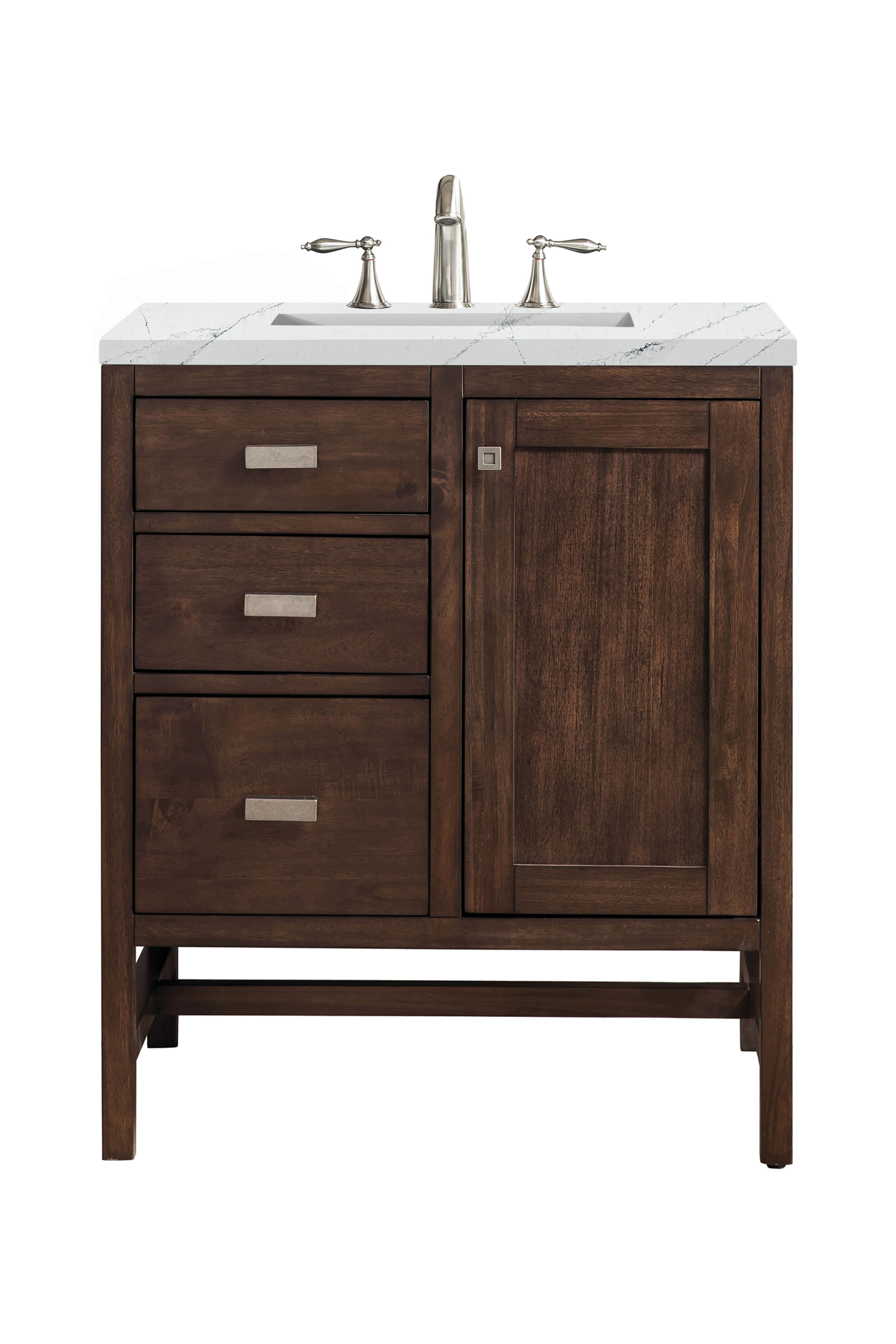 James Martin Addison 30" Single Vanity in Mid-Century Acacia with 3cm Countertop