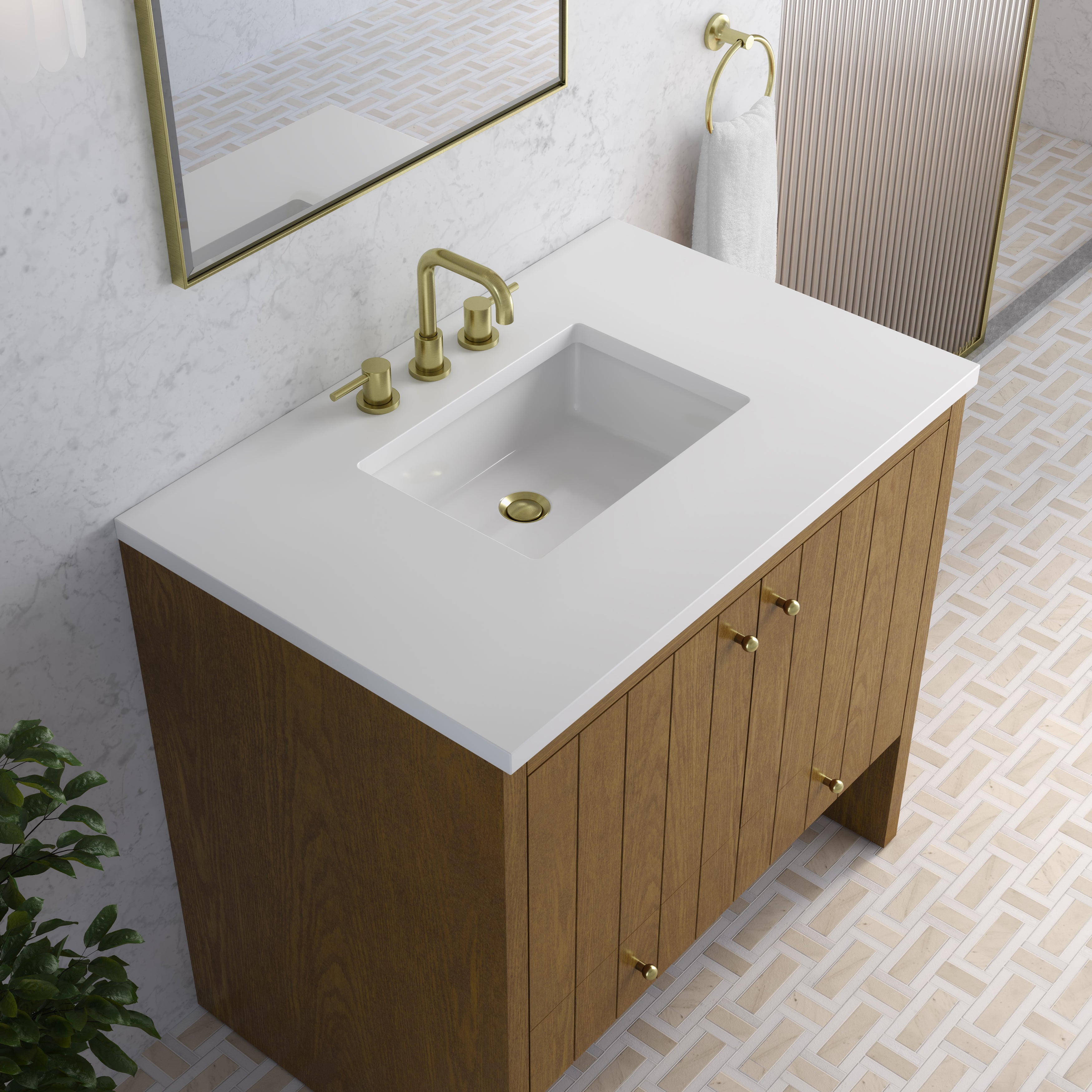 James Martin Hudson 36" Single Vanity in Honey Oak with 3cm Countertop
