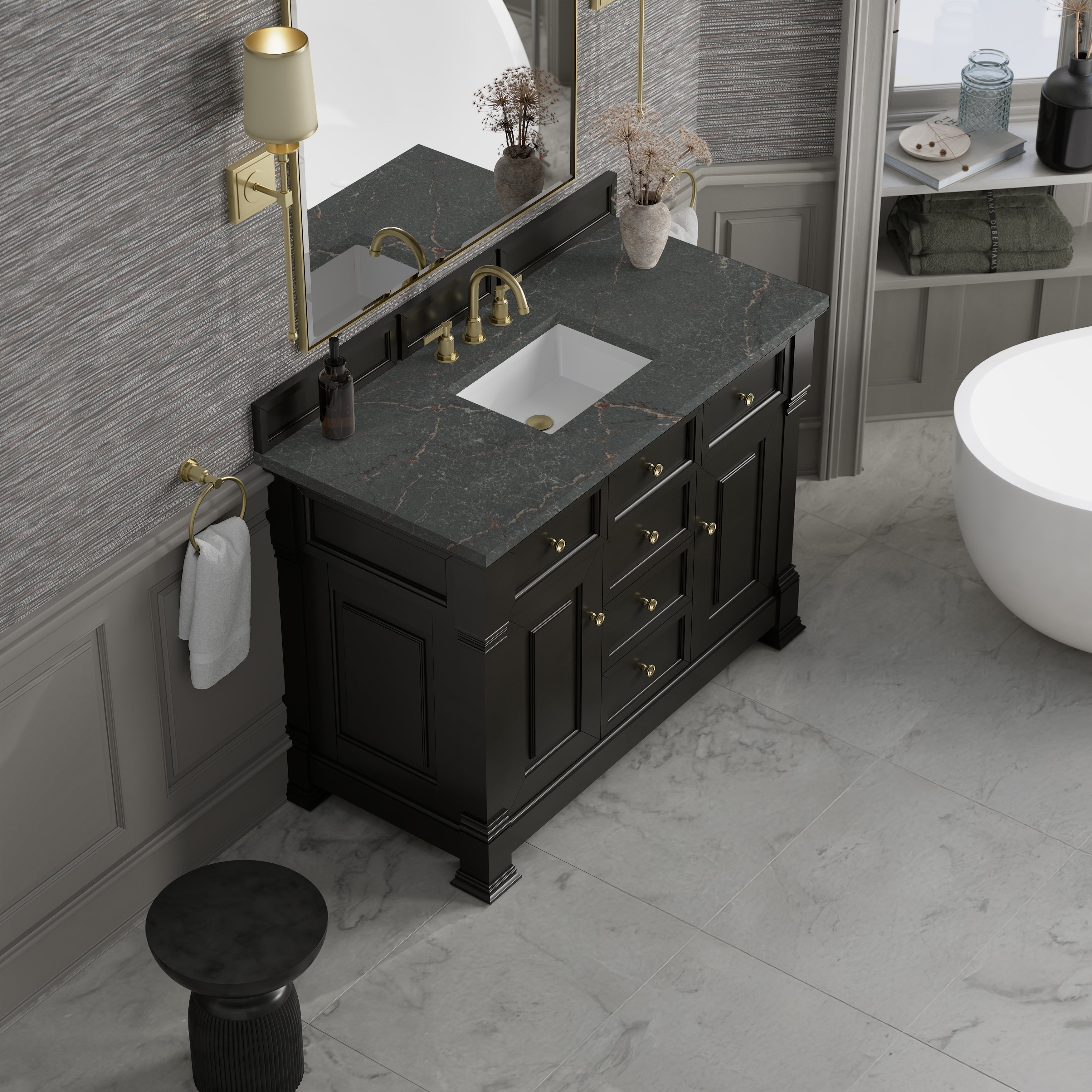 James Martin Brookfield 48" Single Vanity in Black Onyx with 3cm Countertop
