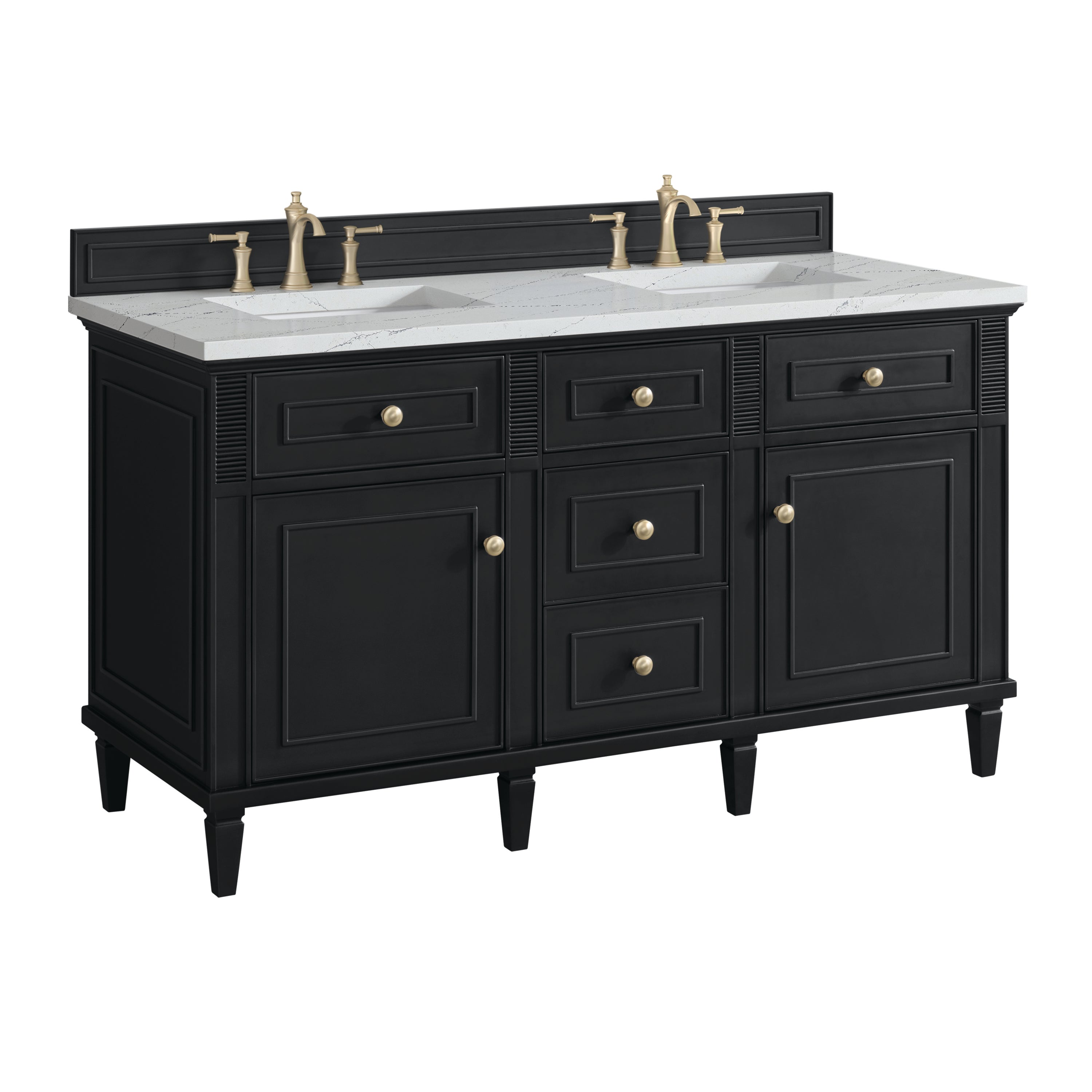 James Martin Lorelai 60" Double Vanity in Black Onyx with 3cm Countertop