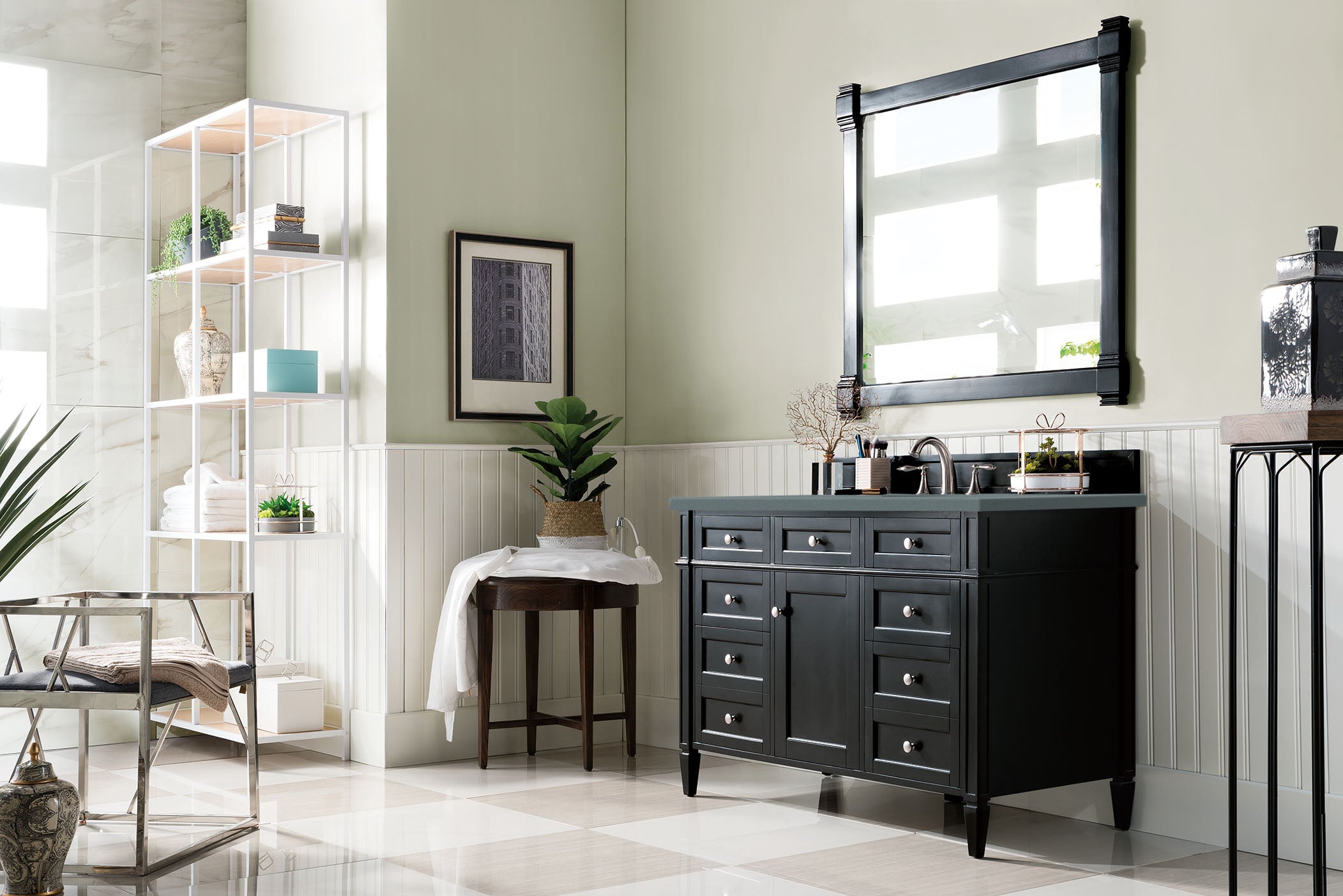 James Martin Brittany 48" Single Vanity in Black Onyx with 3cm Countertop
